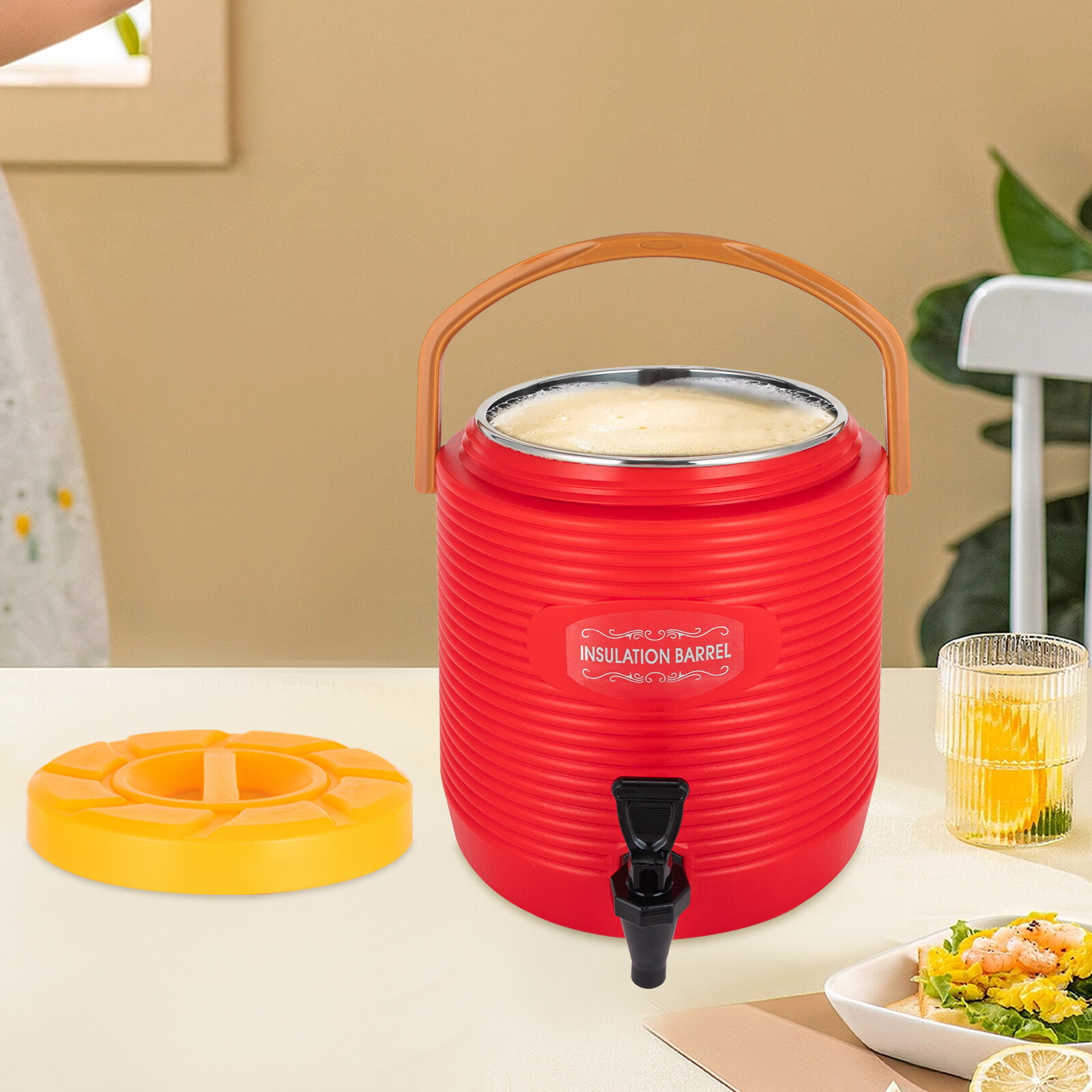 Stainless steel 13L Insulated Barrel Beverage Dispenser Water Milk Tea Coffee US