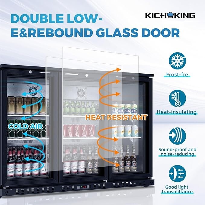 Back Bar Cooler 53.2″ W Beverage Refrigerator 3 Doors Counter Height Beer Fridge