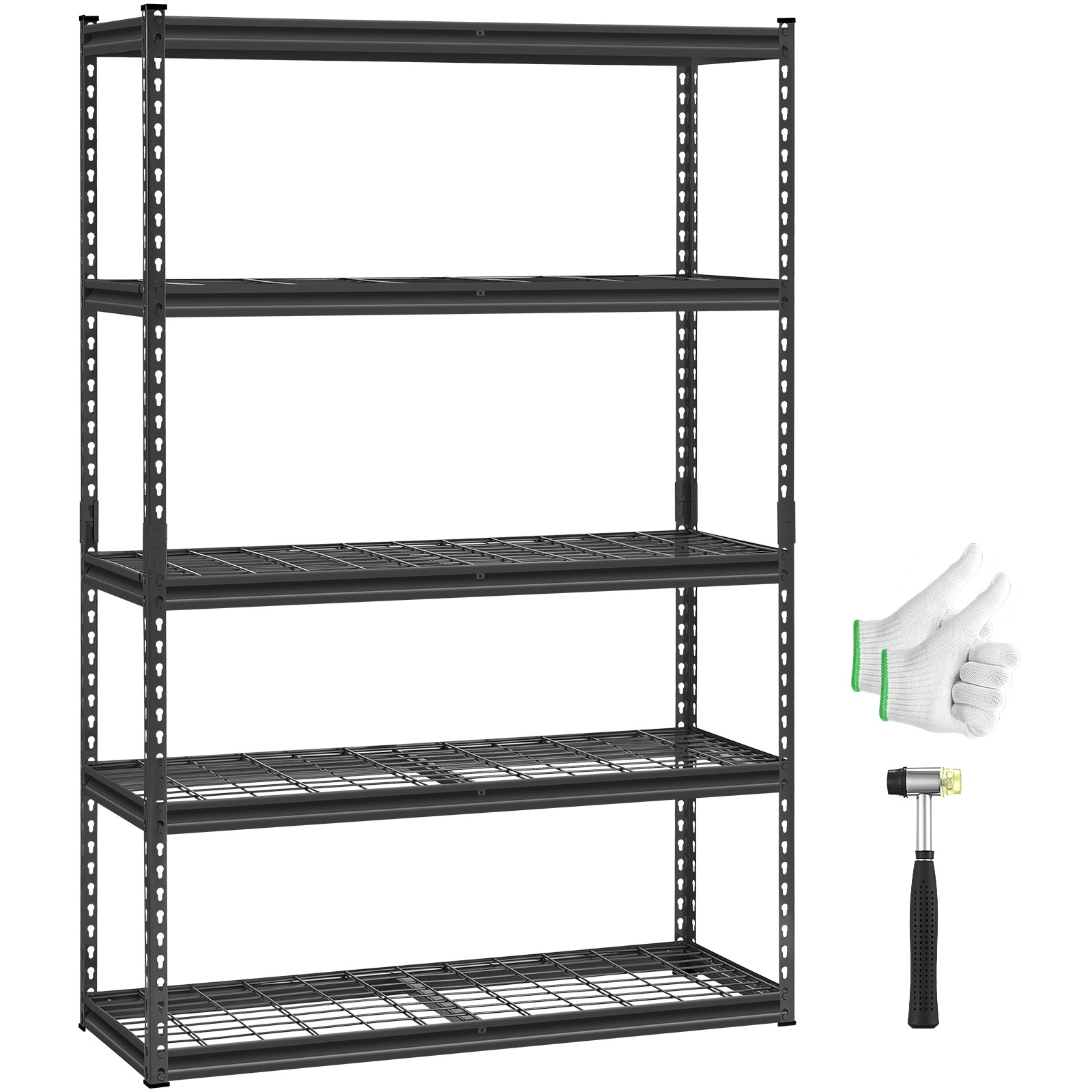 5-Tier Garage Shelving Unit Heavy Duty 2500lb Adjustable Steel Black