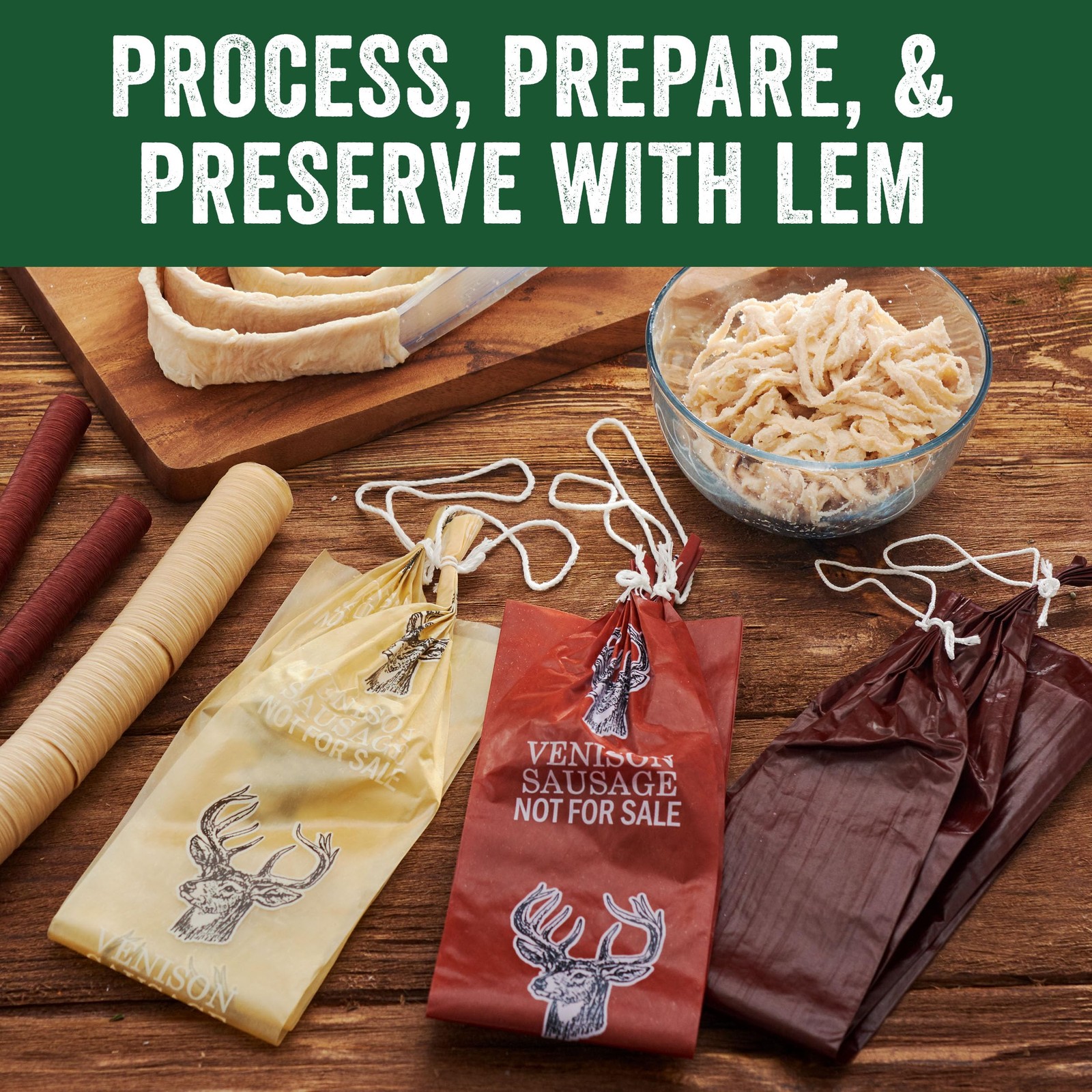 LEM Products Pre-Tubed Natural Sheep Casings, 19–21mm Edible 25 lbs of meat