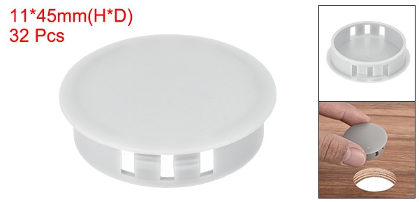 32Pcs 45mm Light Gray Nylon Plastic Round Locking Hole Plugs Insert End Cap