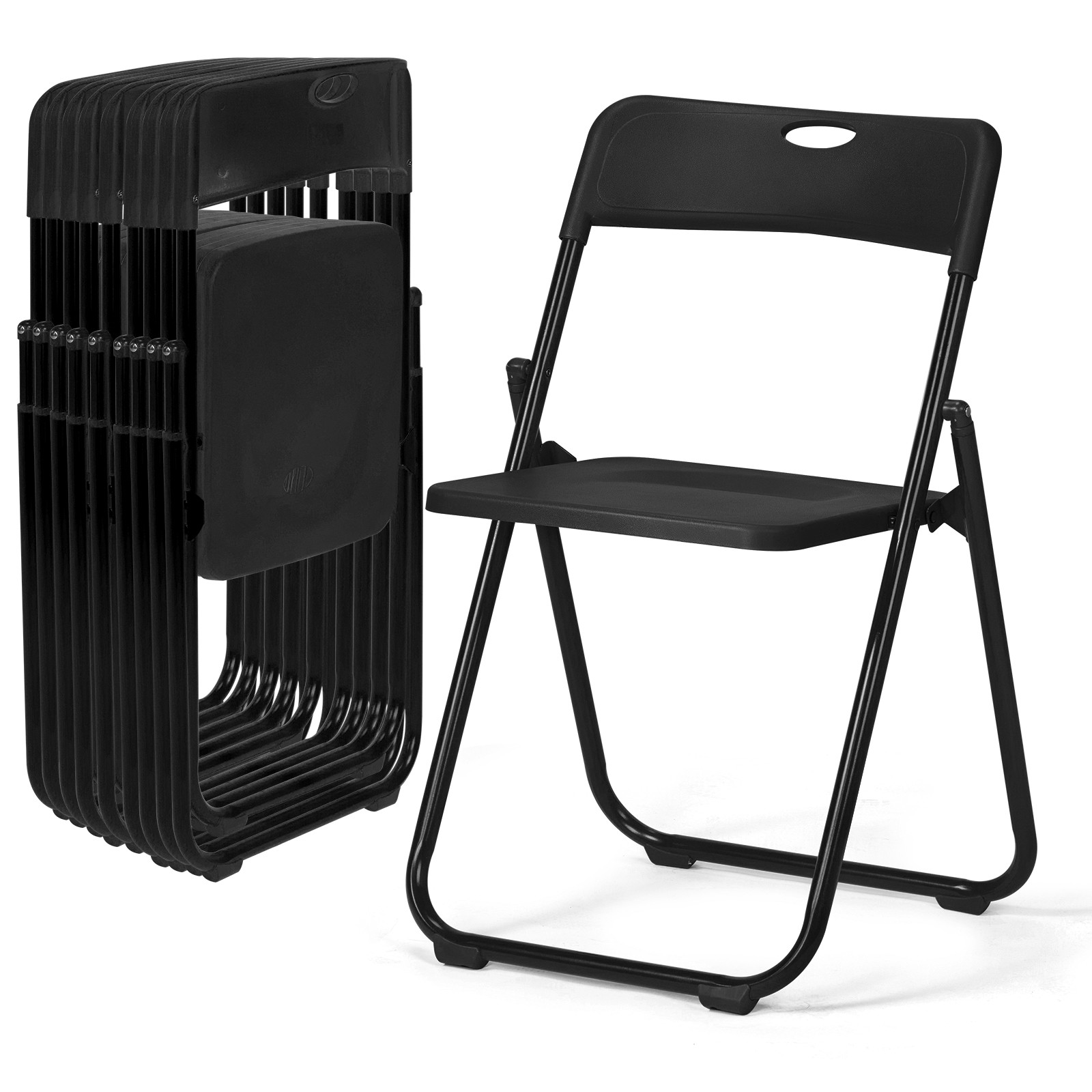 10 Piece Plastic Portable Folding Chairs Stackable for In/Outdoor Picnic Party