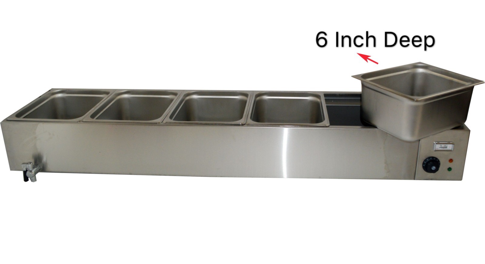 110V 5 Pans*1/2 Size Commercial Buffet Food Warmer with Glass Sneeze Guard