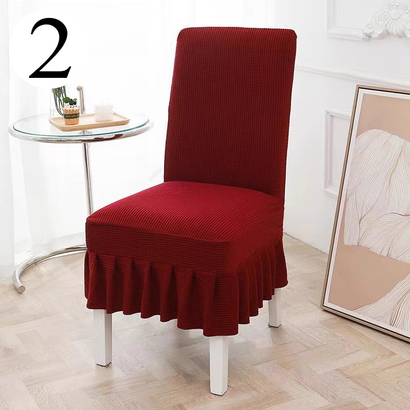 4pcs Universal Elastic Chair Cover One-Piece Chair Seatback Cover Pleated Trim