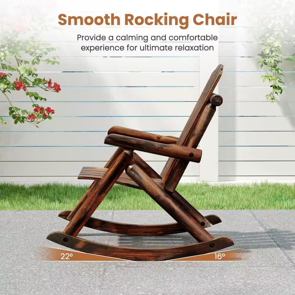 Solid Wood Outdoor Rocking Chair for Adults Adirondack Porch Rocker Patio Chair