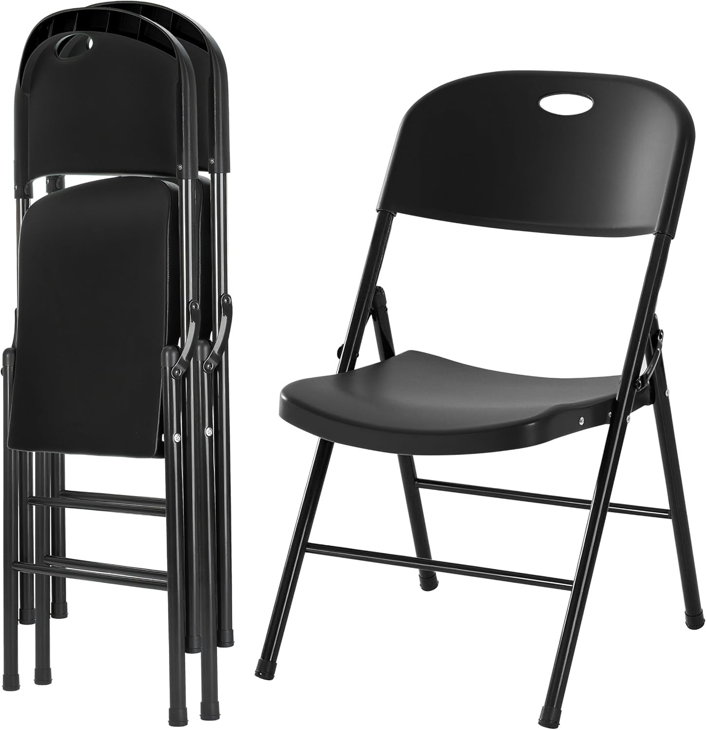2-Pack Heavy Duty Plastic Folding Chair, 450 lbs Capacity Foldable Chairs
