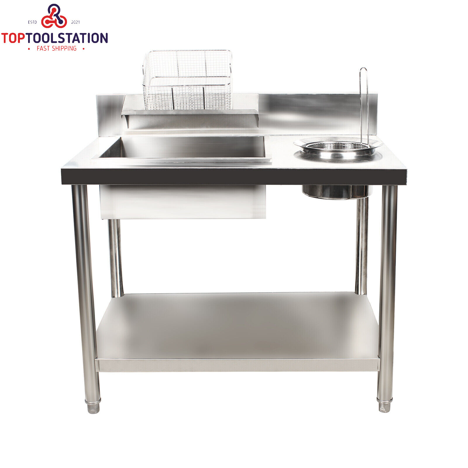Breading Table Fried Chicken Station Kitchen Stainless Steel Prepare Workdesk