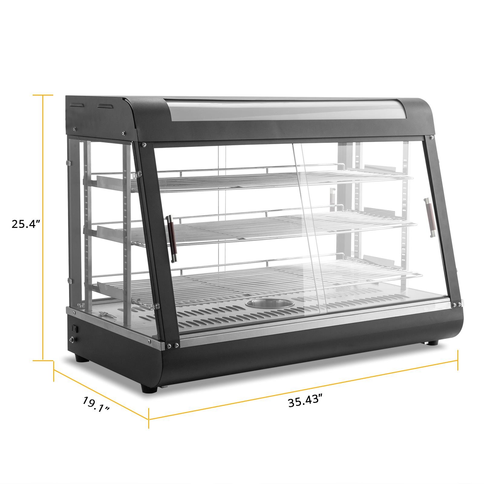 3 Tier 35″ Electric Food Warmer Display Case Commercial Pizza Hamburger Showcase
