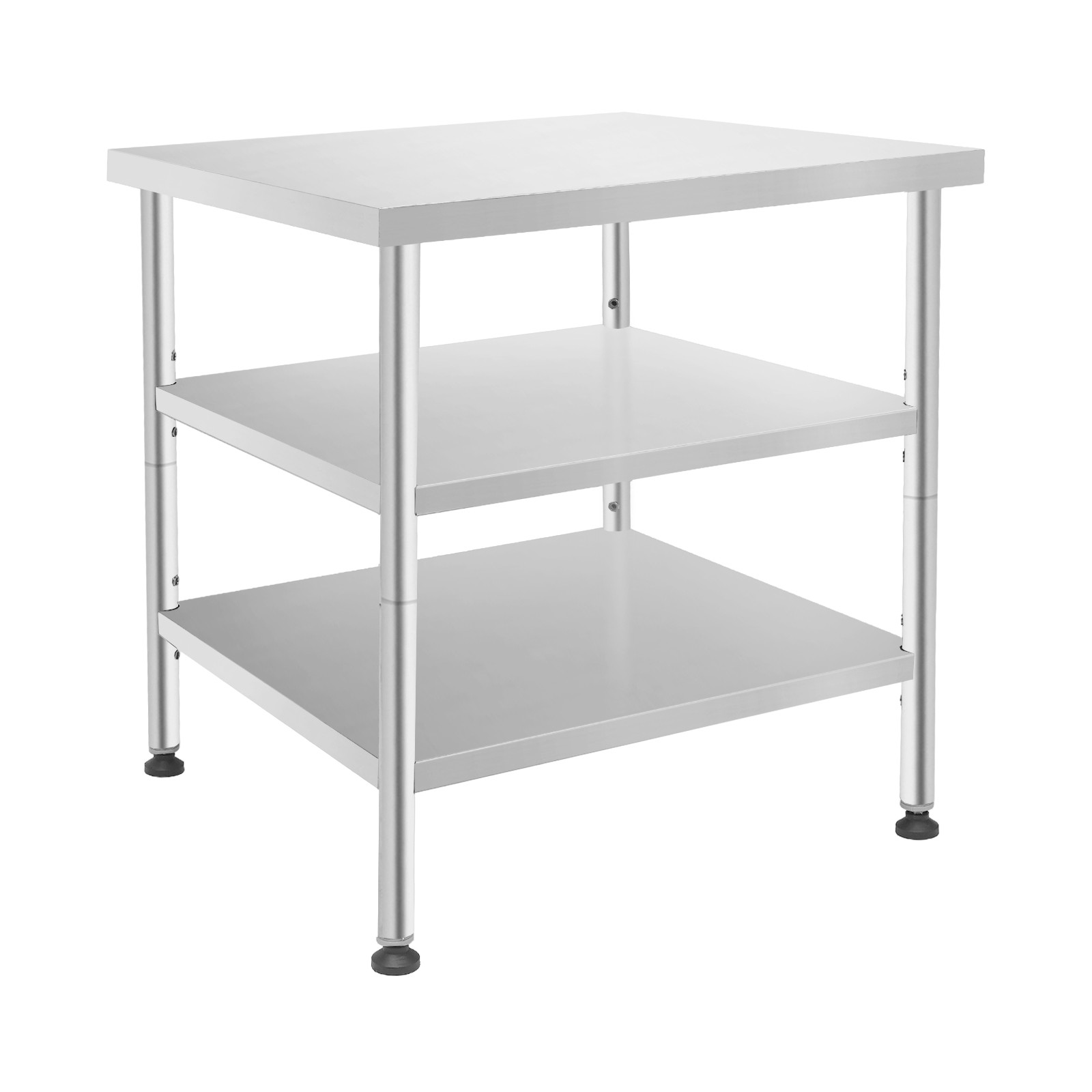 3 Tiers Garage Workbench, 30*30*35in Tool Bench, Silver Work Table With Casters
