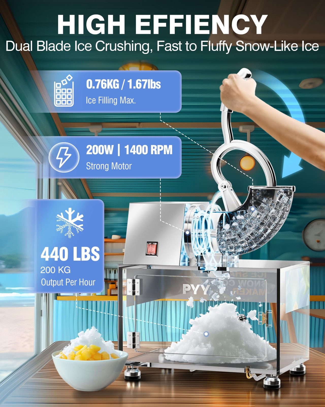 Snow Cone Machine – Commercial Ice Crusher Shaver, Crushed Shaved Snowcone Ma…