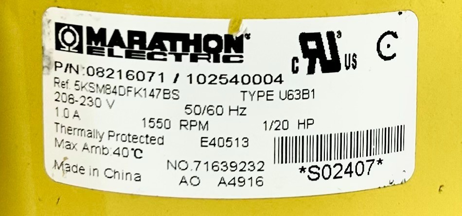 Marathon 8216071 Fan Motor (Coldzone, Cold Storage, Russell – 71639232, GSW133)