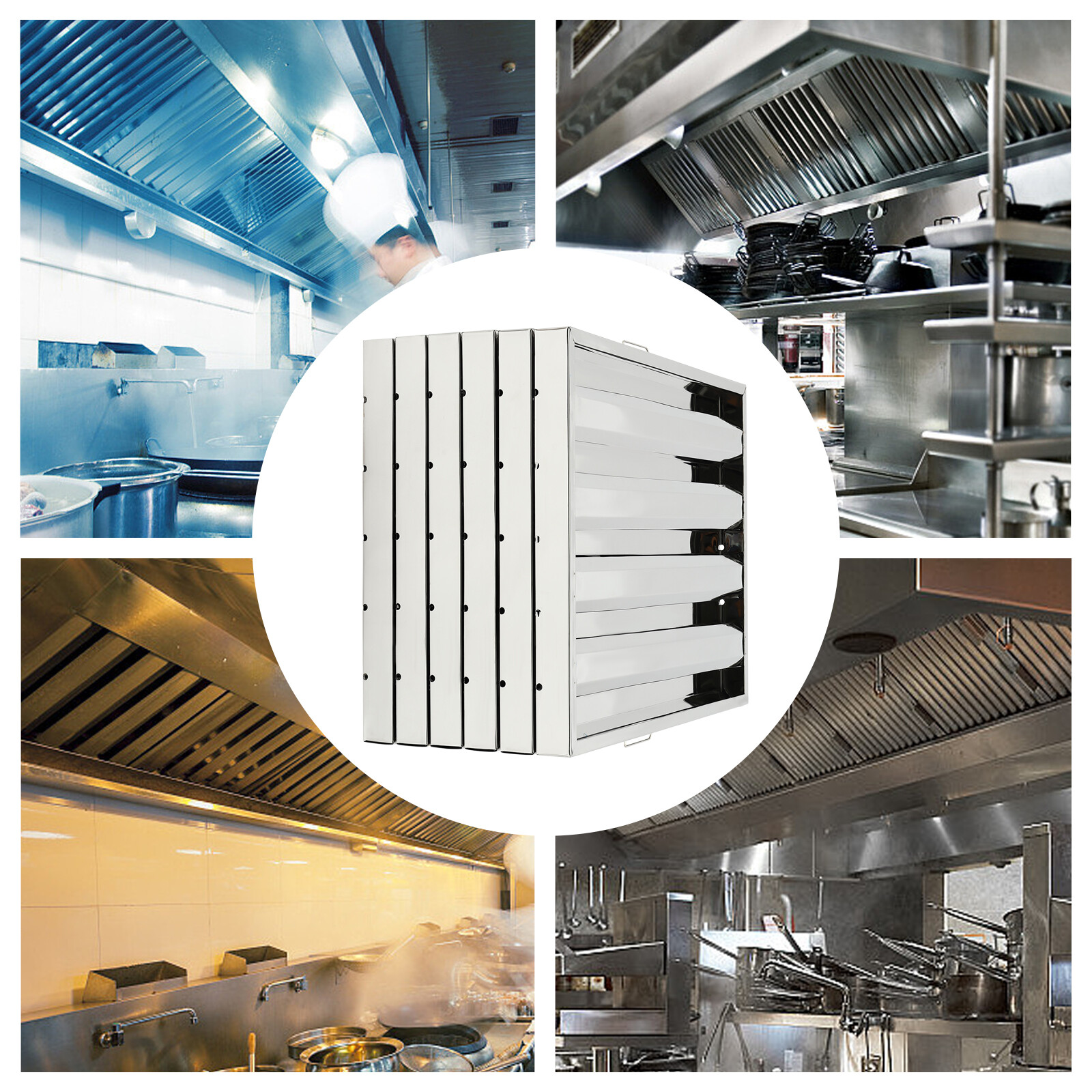 19.5×24.5″ Commercial Hood Filters 6Pc Stainless Steel Hood Grease Filter Baffle