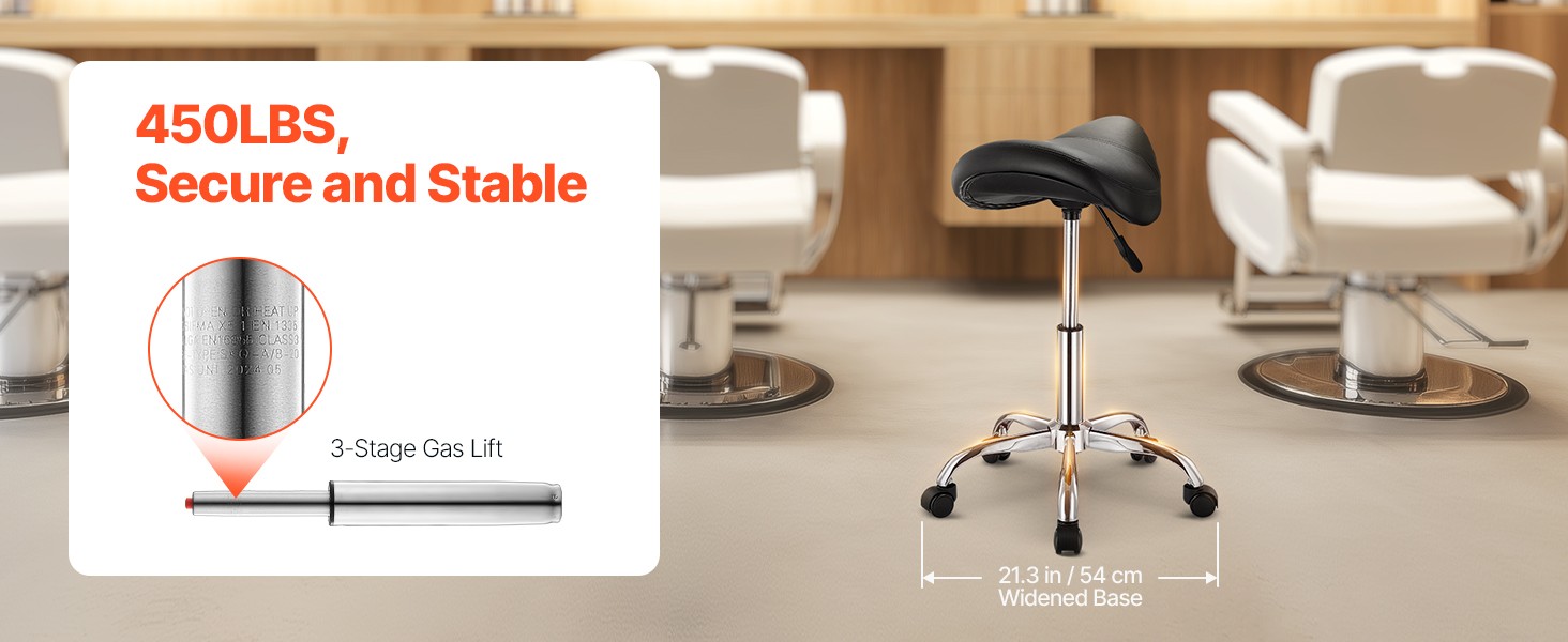 Saddle Stool with Wheels, 450 LBS Weight Capacity Ergonomic Rolling Stool,