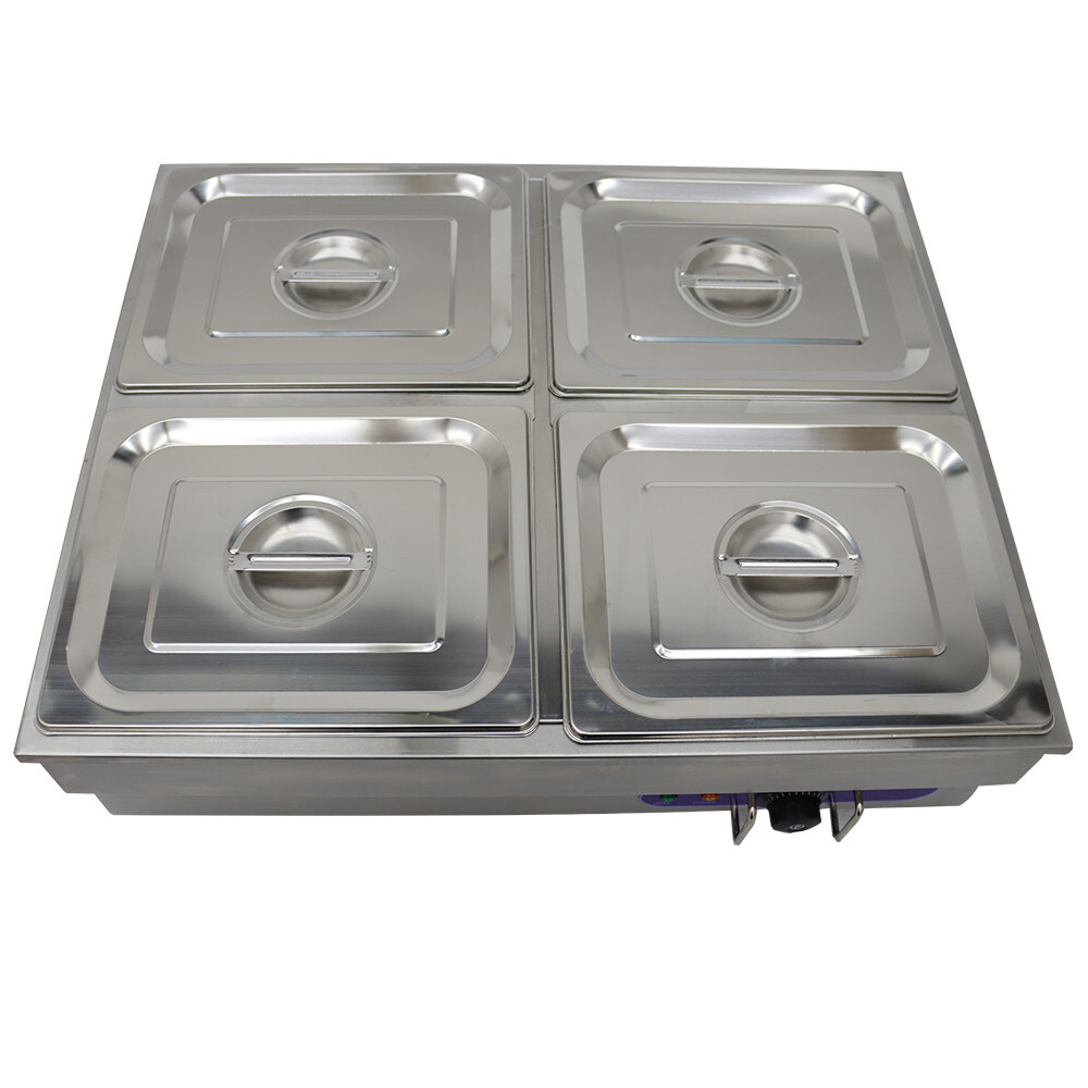 Commercial Stainless steel Squarish 4-Pan 1/2 Size Buffet Food Warmer 110V 1.5KW