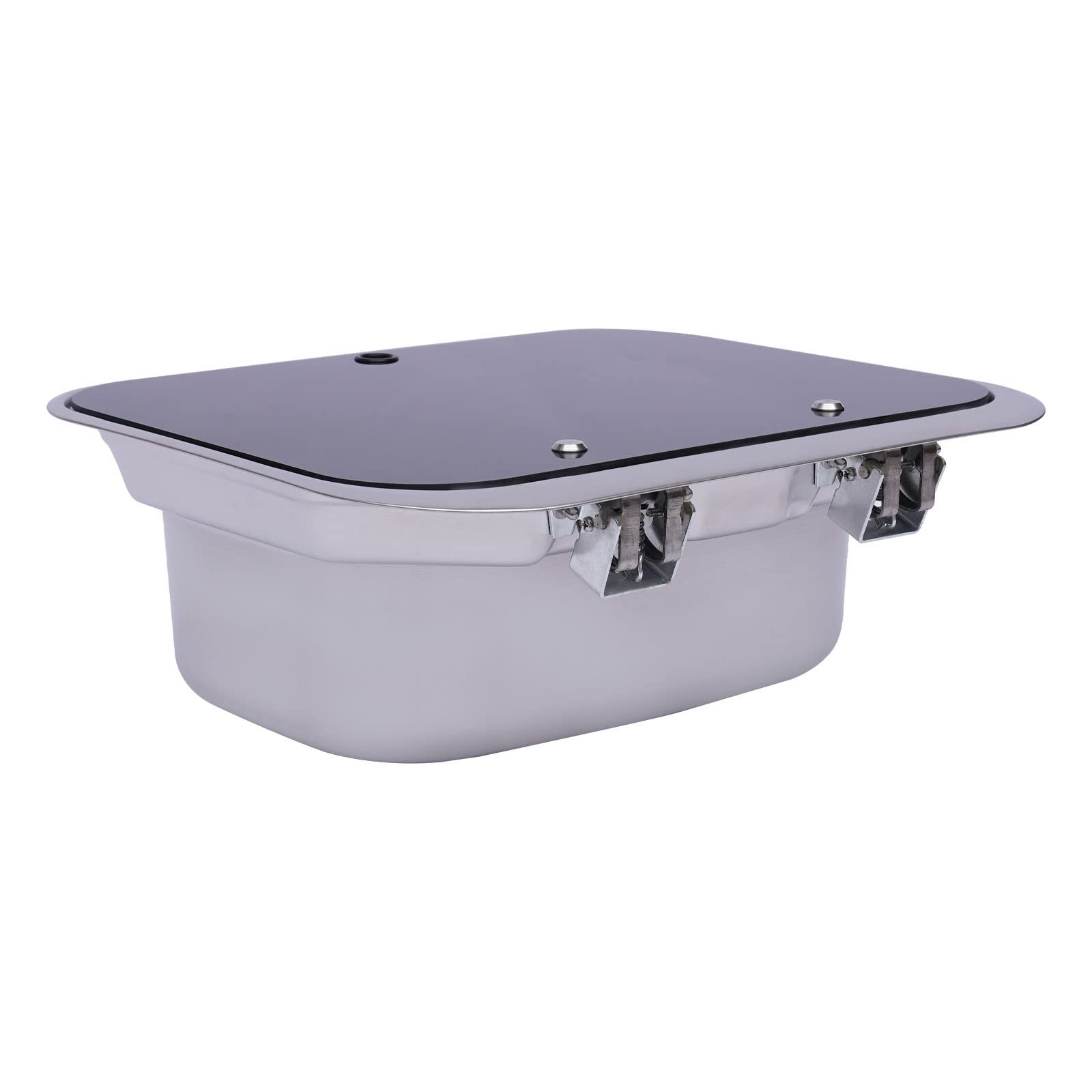 RV Caravan Boat Stainless Steel Hand Wash Sink with Tempered Glass Cover