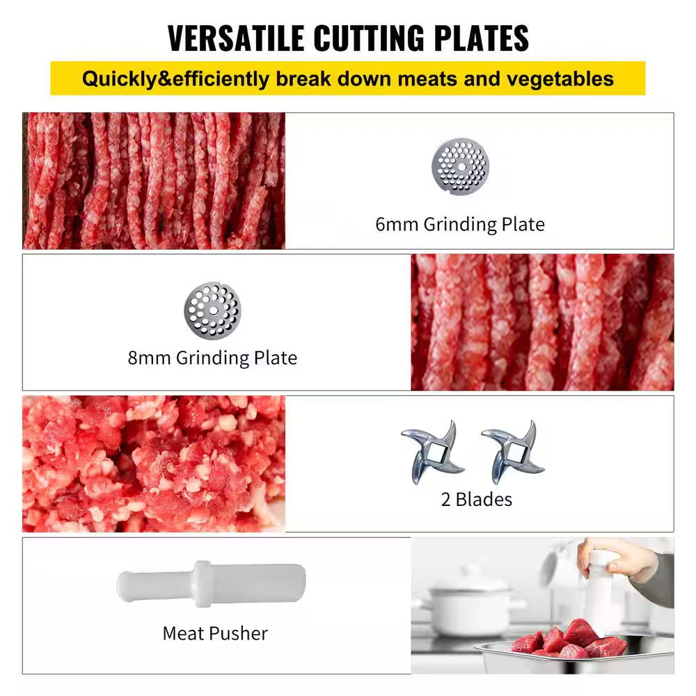 Commercial Meat Grinder, 450 Lbs. Stainless Steel Blade and Plate, Sausage Stuff