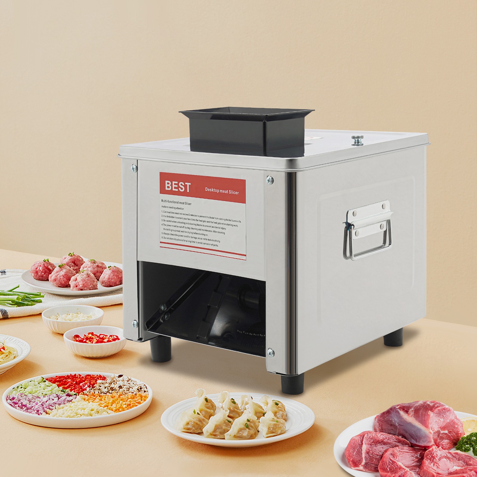 Commercial 850W Electric Meat Cutter Stainless Steel Slices Dice Cutting Machine