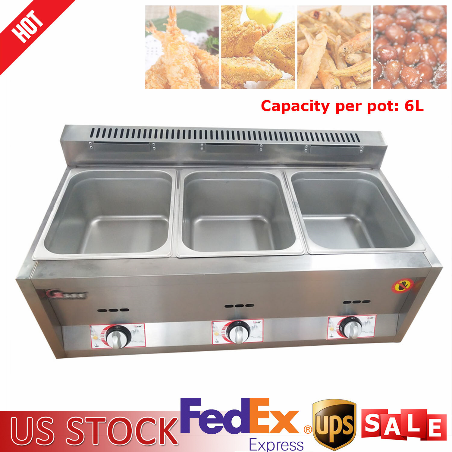 3-Pan Propane Gas Food Warmer Restaurant Tabletop Desktop Countertop Steam Table