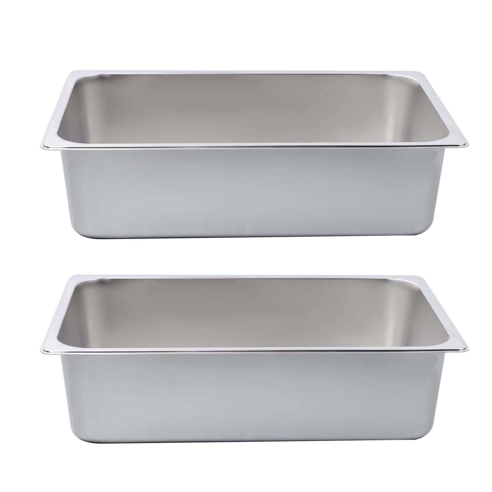 2Pcs 6″ Deep Full Size Hotel Pans Stainless Steel Food Trays for Buffet Service