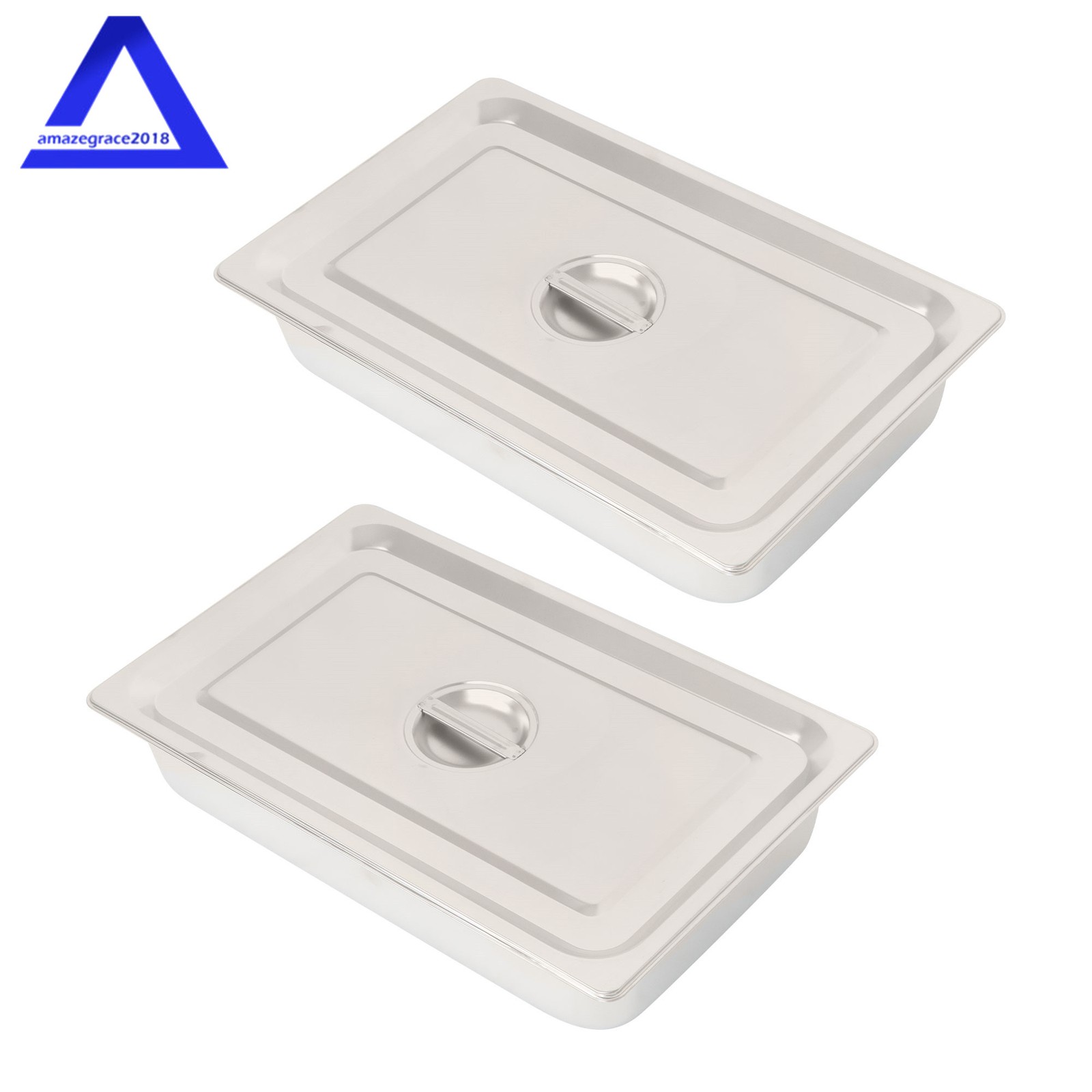 Steam Table Hotel Pans 1/1 Size 4″ Deep 2Pcs Stainless Steel Metal Tray with Lid