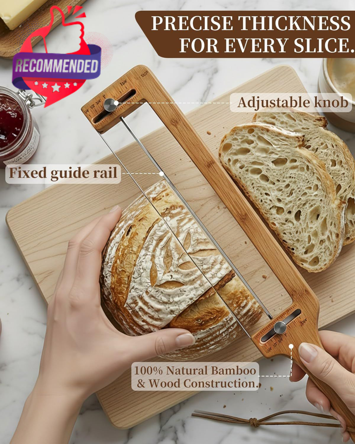 GroveCast Bread Slicer for Homemade – Adjustable Cutter with…