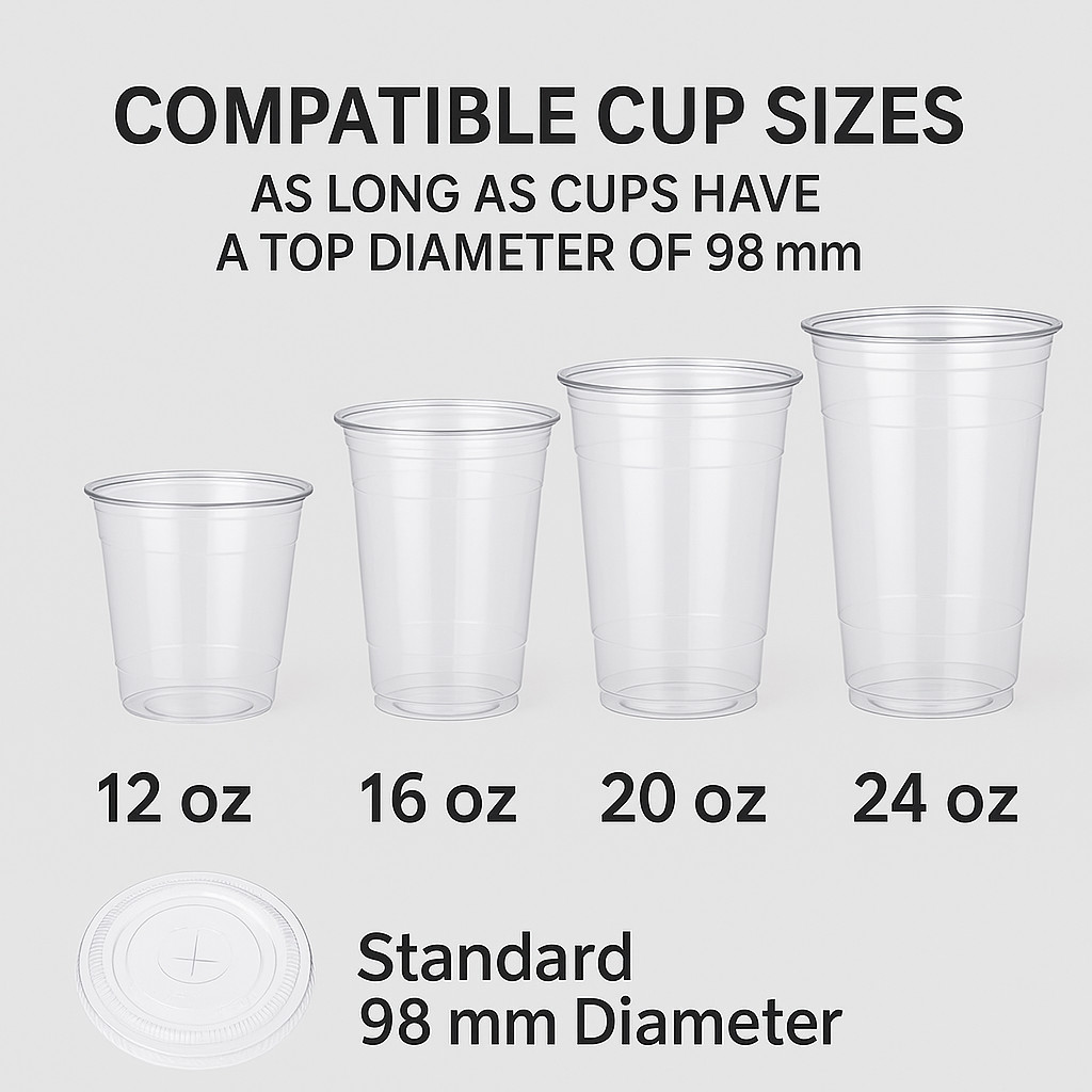 500 Clear Flat Lids with Straw Slot – Disposable PET Plastic Cup Lids