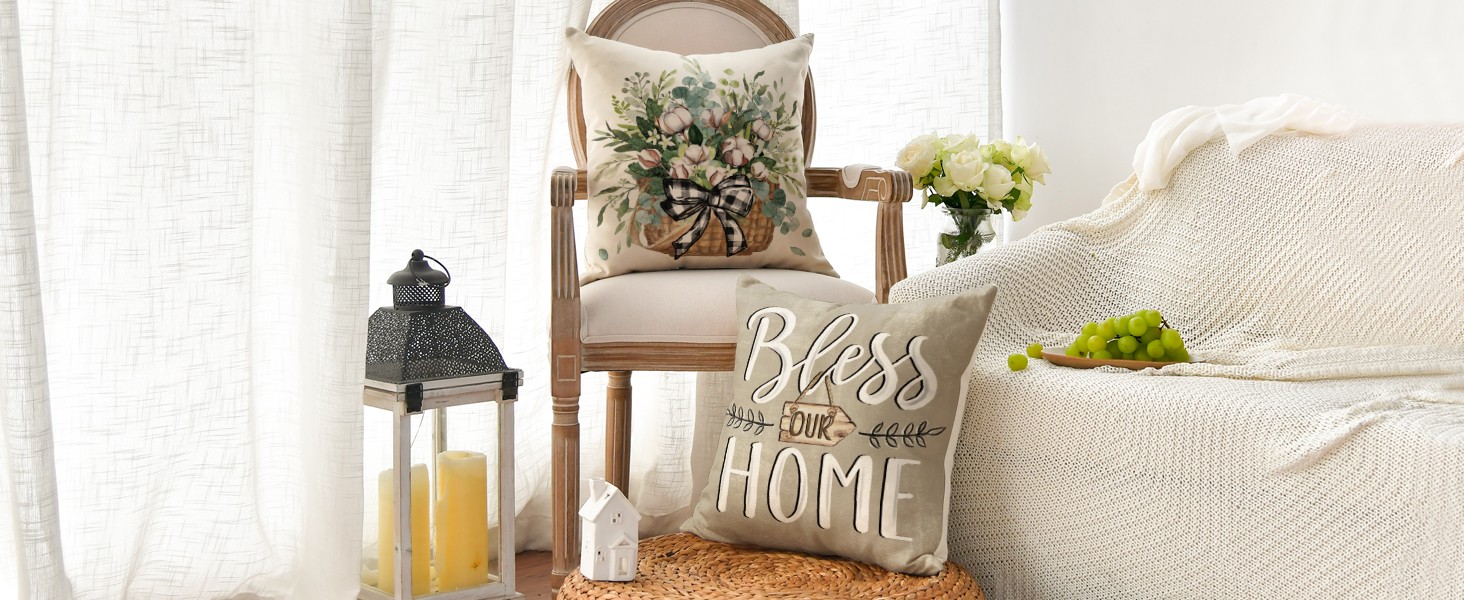 Spring Mangnolia Green Throw Pillow Covers, 16 x 16 Inch Hello Sunshine Vases