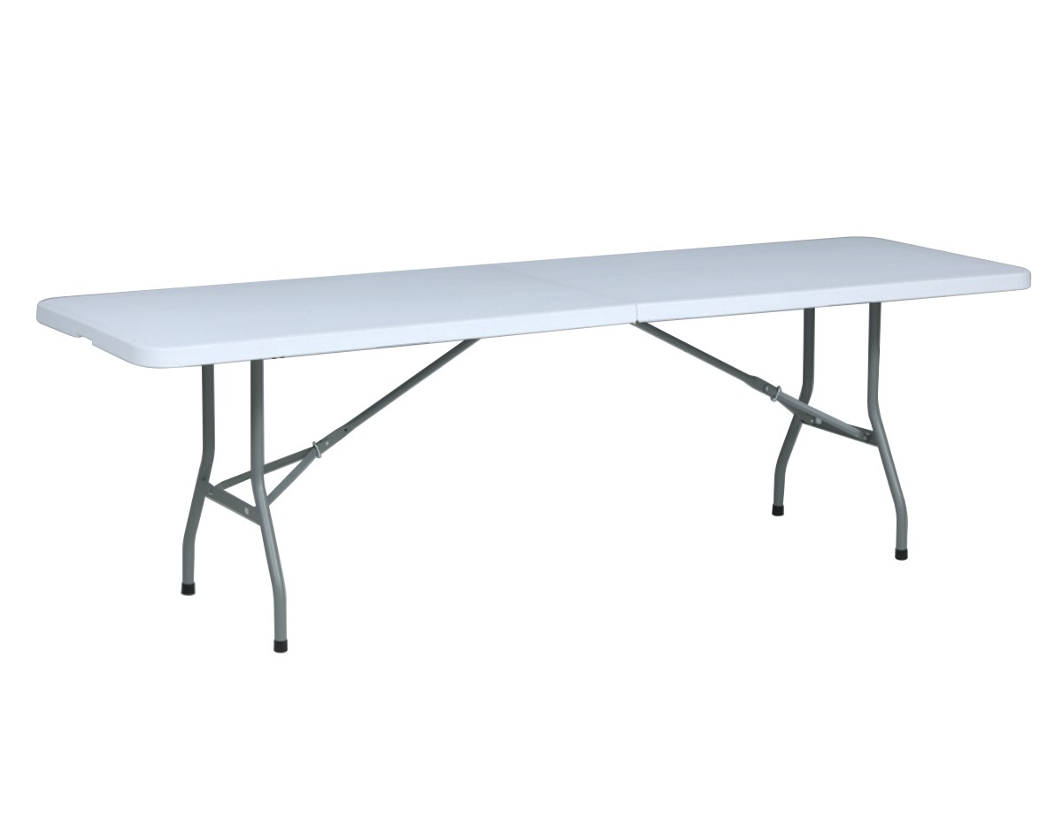 TentandTable Rectangle Fold in Half Banquet Table, White, 96 in
