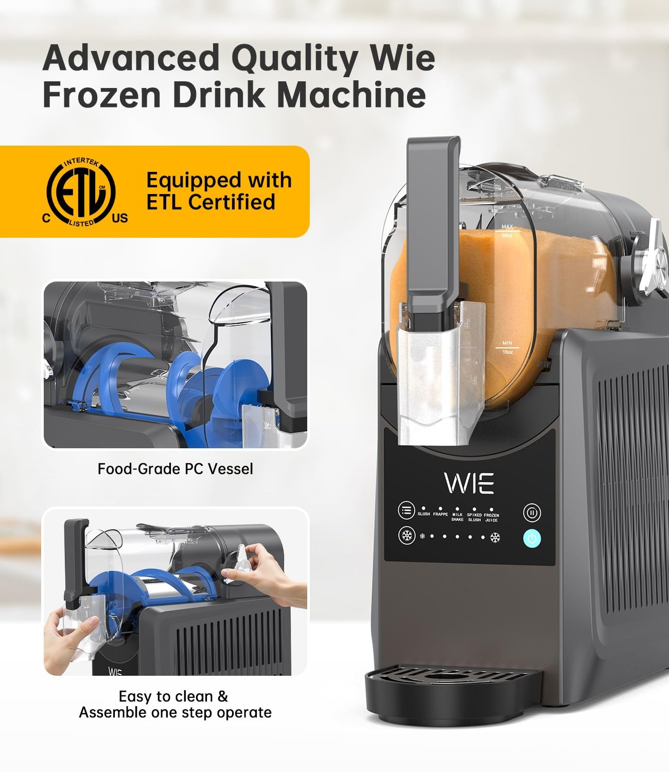 WIE Slushie Machine for Home, 88oz Slushy Machine No Ice Needed with 5 Presets,