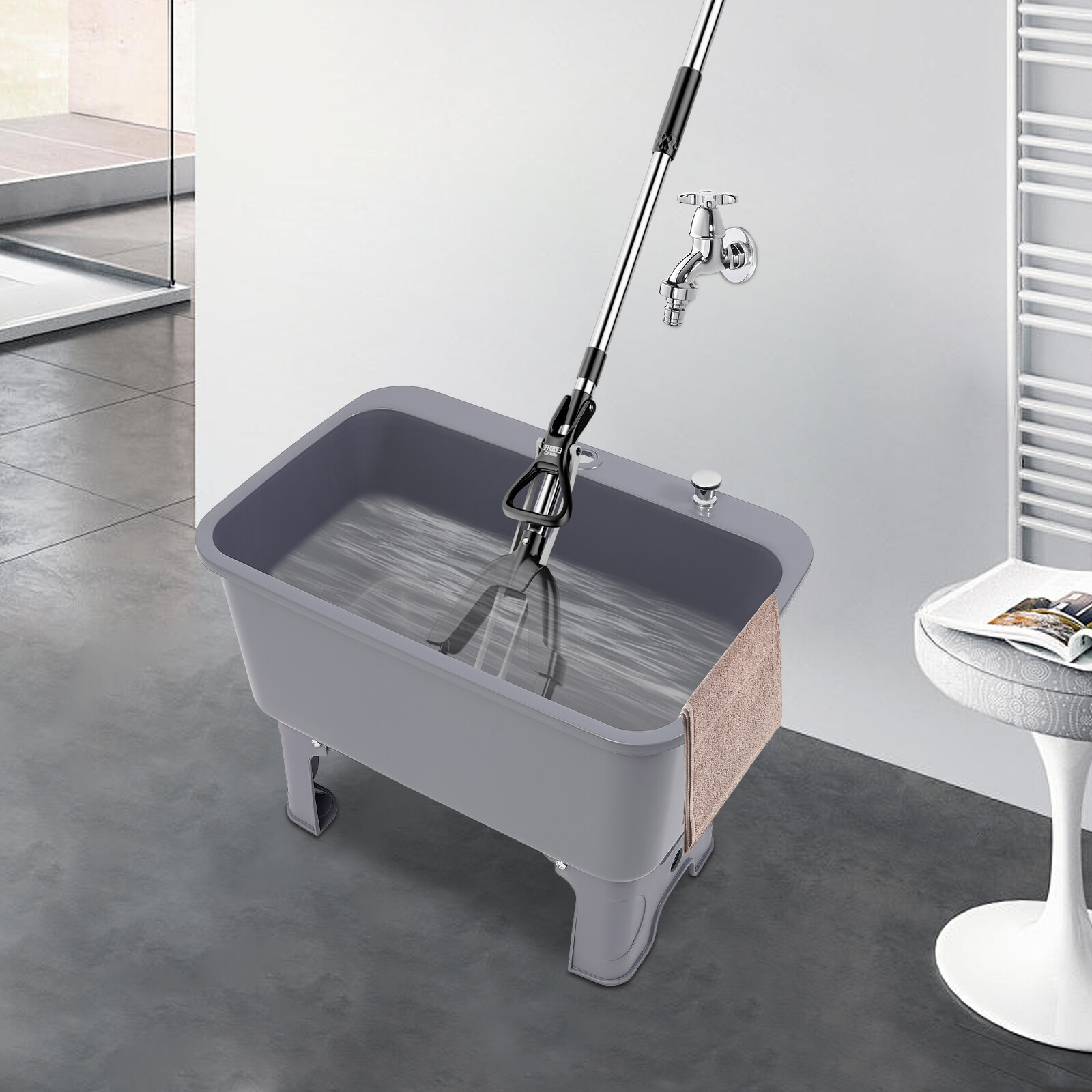 Portable Floor Mop Sink, Large Capacity Mop Bucket Freestanding Utility Mop Sink