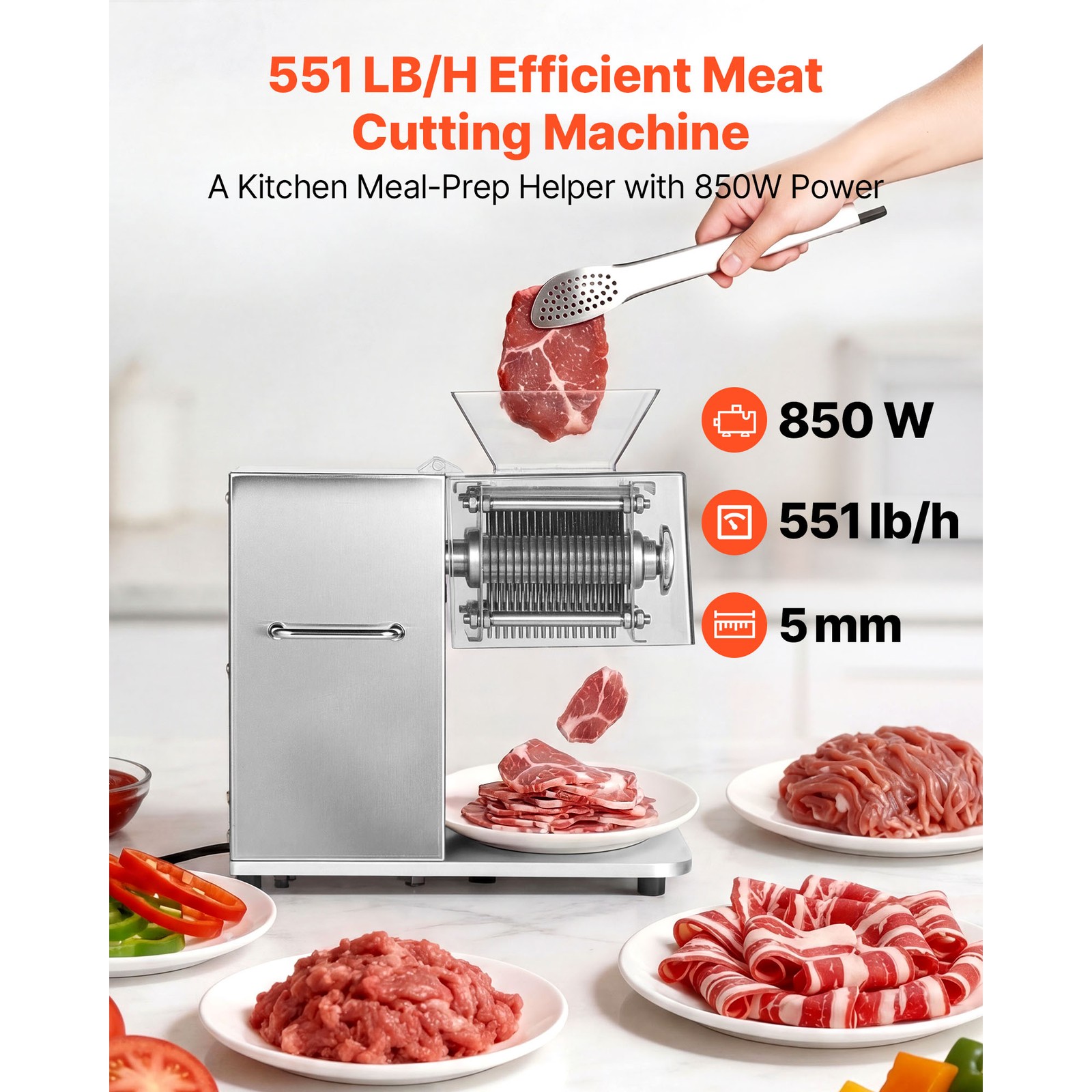 Uimoso 5mm Blade Meat Cutter Commercial Electric Meat Slicer Cutting Machine