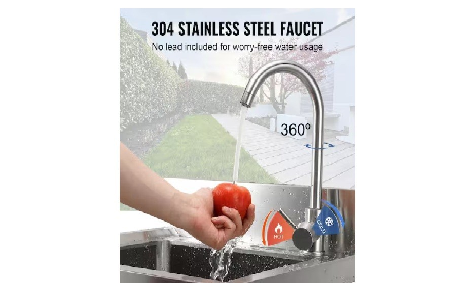 Stainless Steel Utility Sink, 1-Compartment Free Standing Small Sink, 16 in. x 1