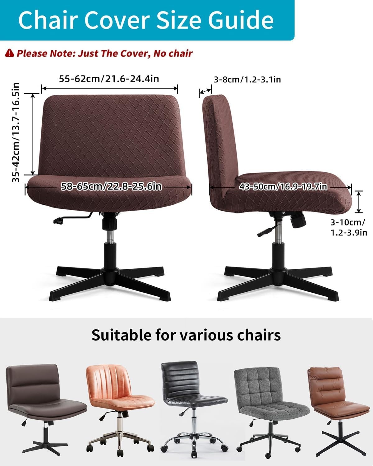 Waterproof Criss Cross Chair Cover, Stretch Jacquard Armless Chairs Slipcover