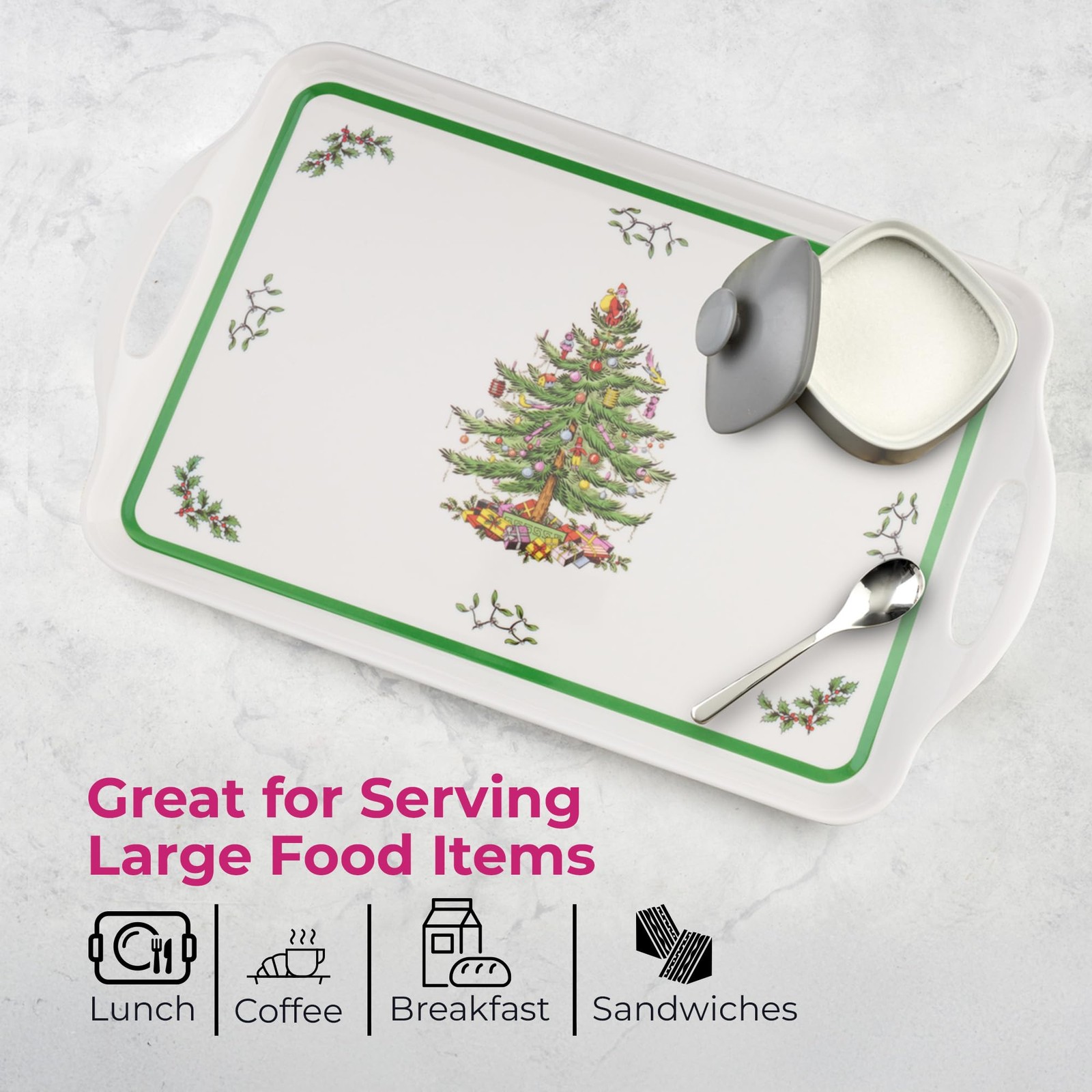 Spode Melamine Serving Tray – (18.9″ x 11.6″) 18.9″ x 11.6″ x 1″, Multicolor
