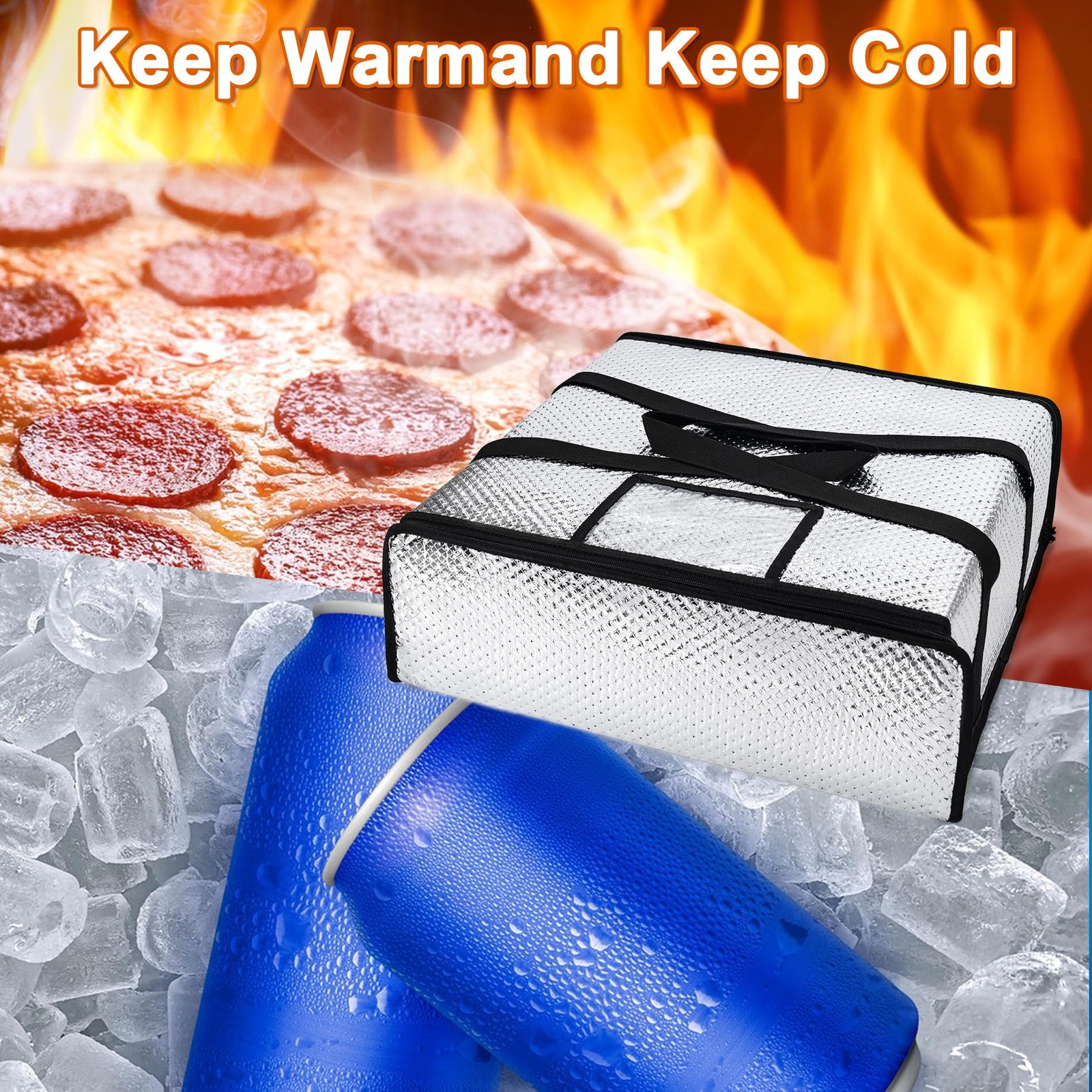 Pizza Bags Delivery 20x20x6 Inch Moisture Free Thermal Warmer Silver Uber Eats