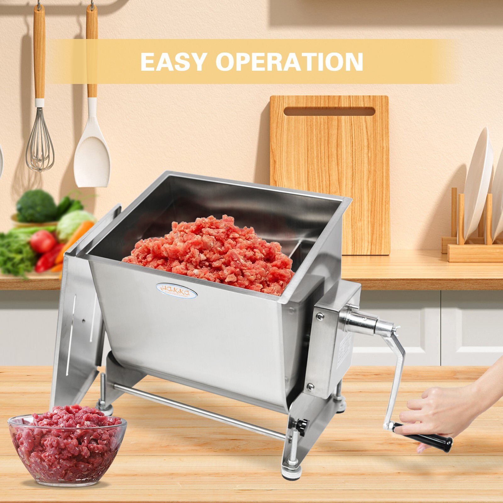 Hakka 45lbs 22.5L Capacity Tilt Tank Meat Mixer Machine Food Process Hopper