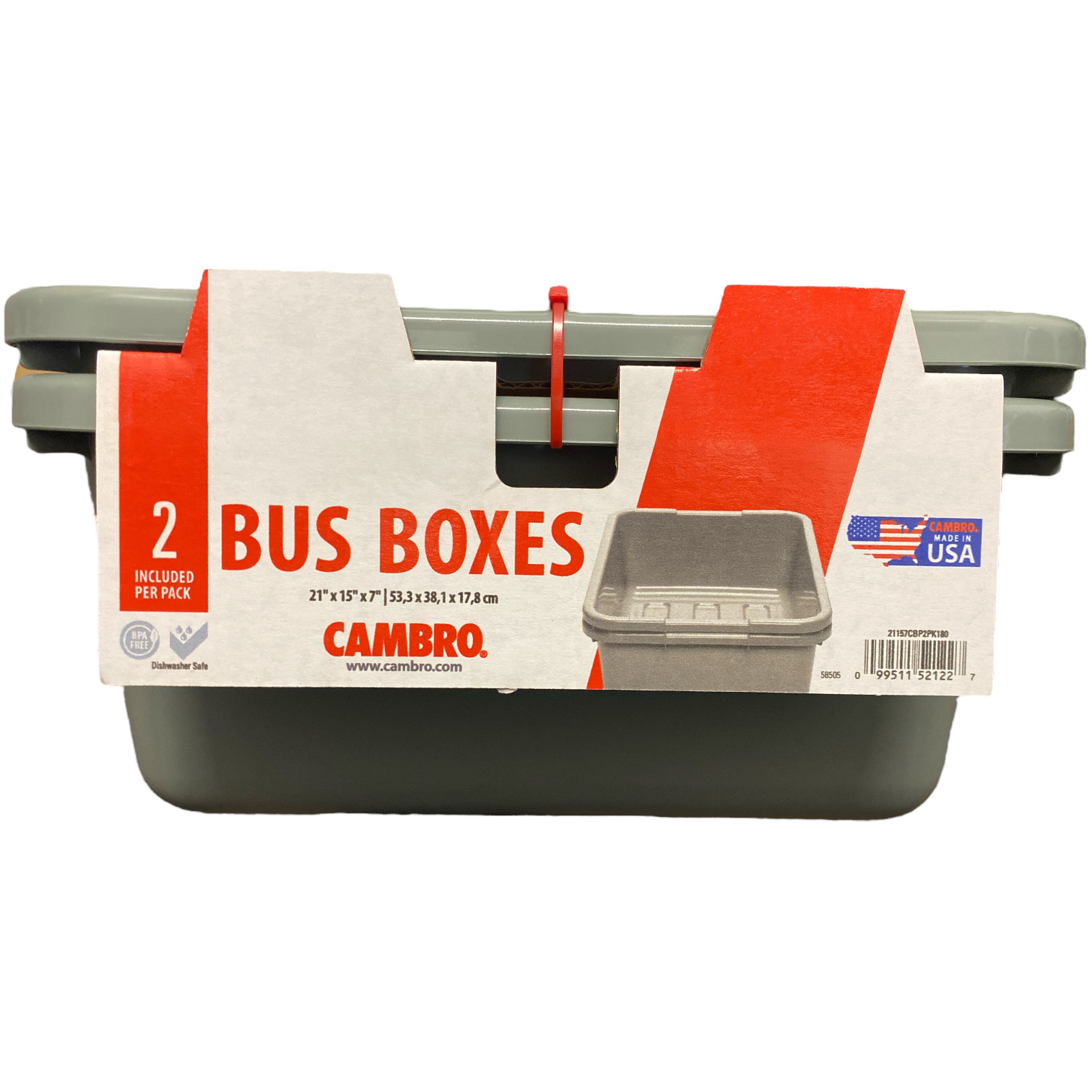 Cambro Large Capacity Bus Box, 21″x 15″ x 7″, 2pk, Grey