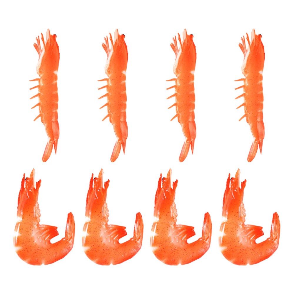 8 Pcs Lifelike Realistic Cooked Shrimp Simulation Food Model Artificial