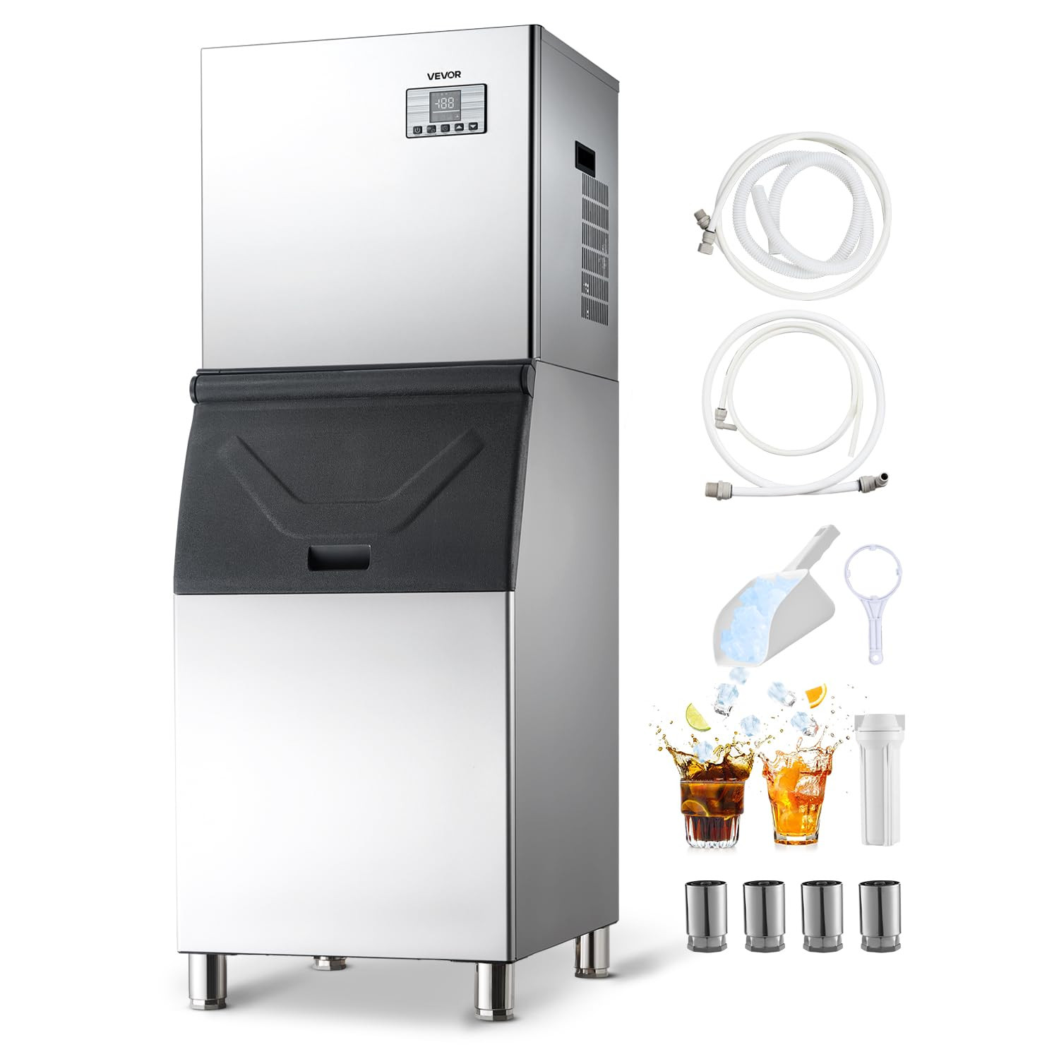 Commercial Ice Maker Machine, 400LBS/24H Ice-Making Machine with 300LBS Stainles