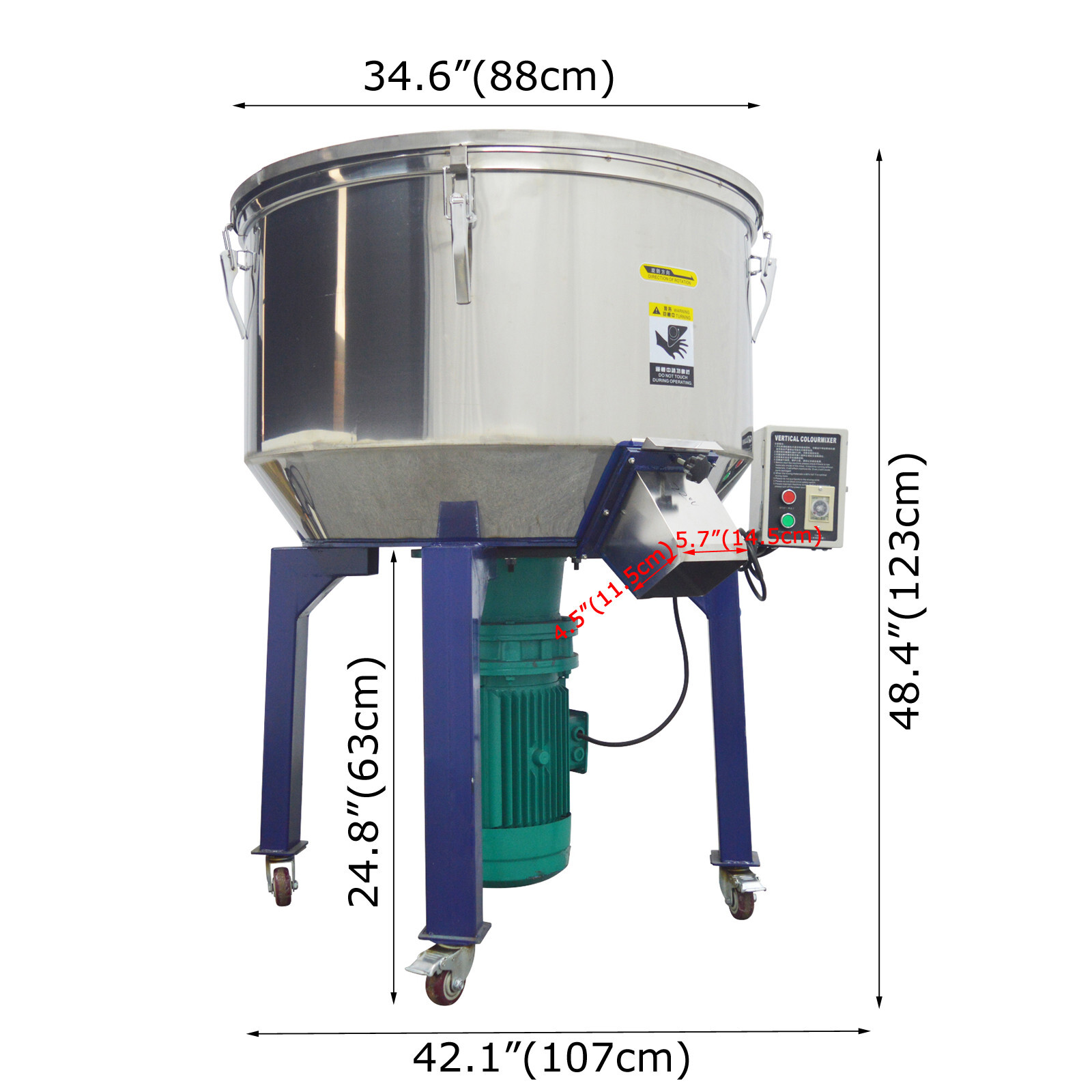 220V 150kg Materials Blender Mixer Color Mixer Particles Stirrer 5.3HP