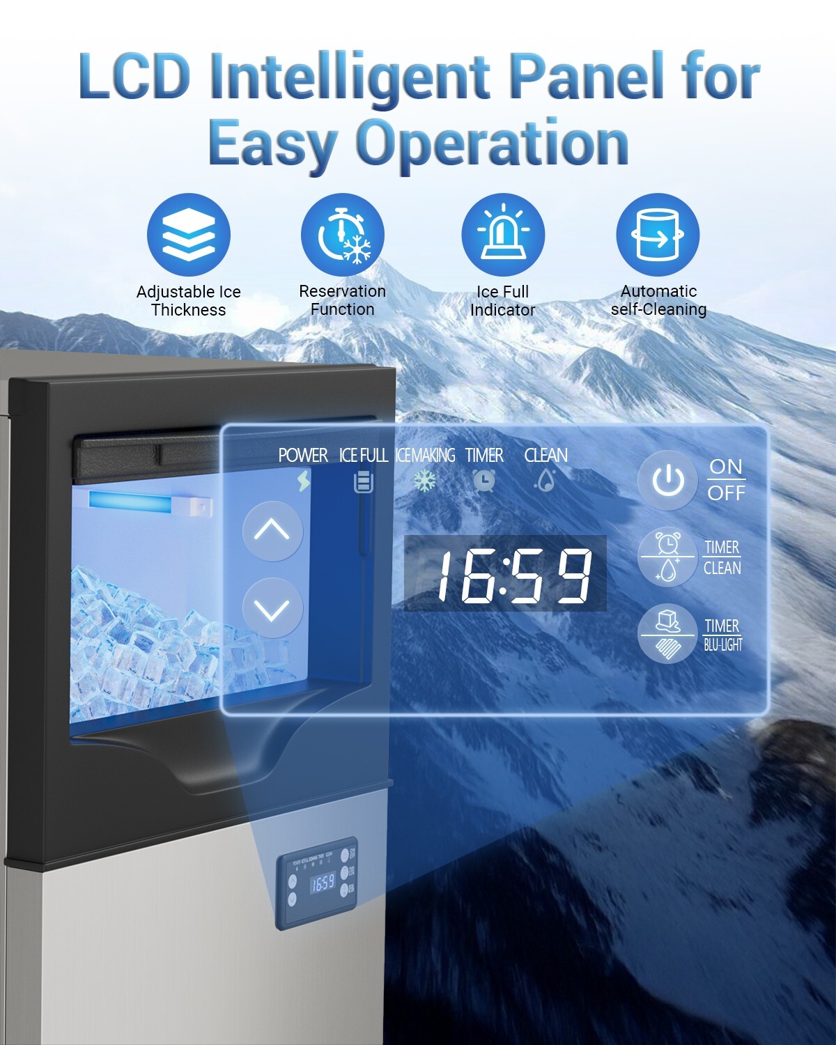 Built-in Commercial Ice Maker Stainless Steel Bar Restaurant Ice Cube Machine