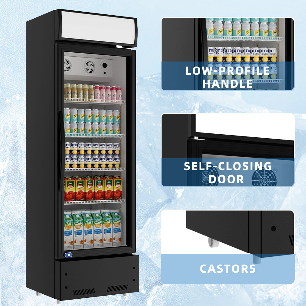 Commercial Refrigerator Glass Door Merchandiser Display Beverage Cooler 8 Cu.Ft