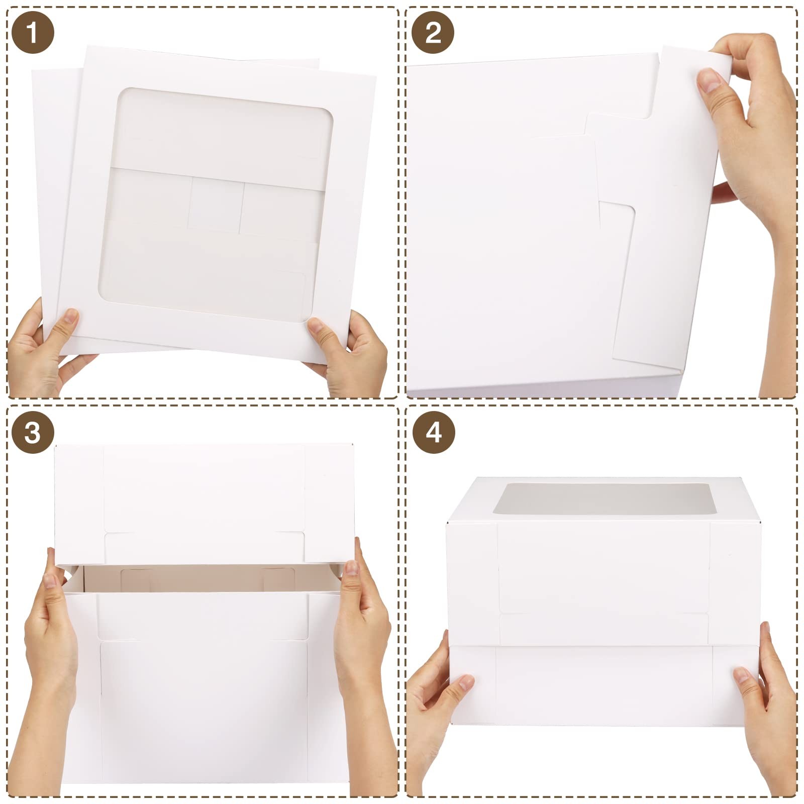 Moretoes 10pcs Cake Boxes 12x12x8 Inch White Bakery inches,