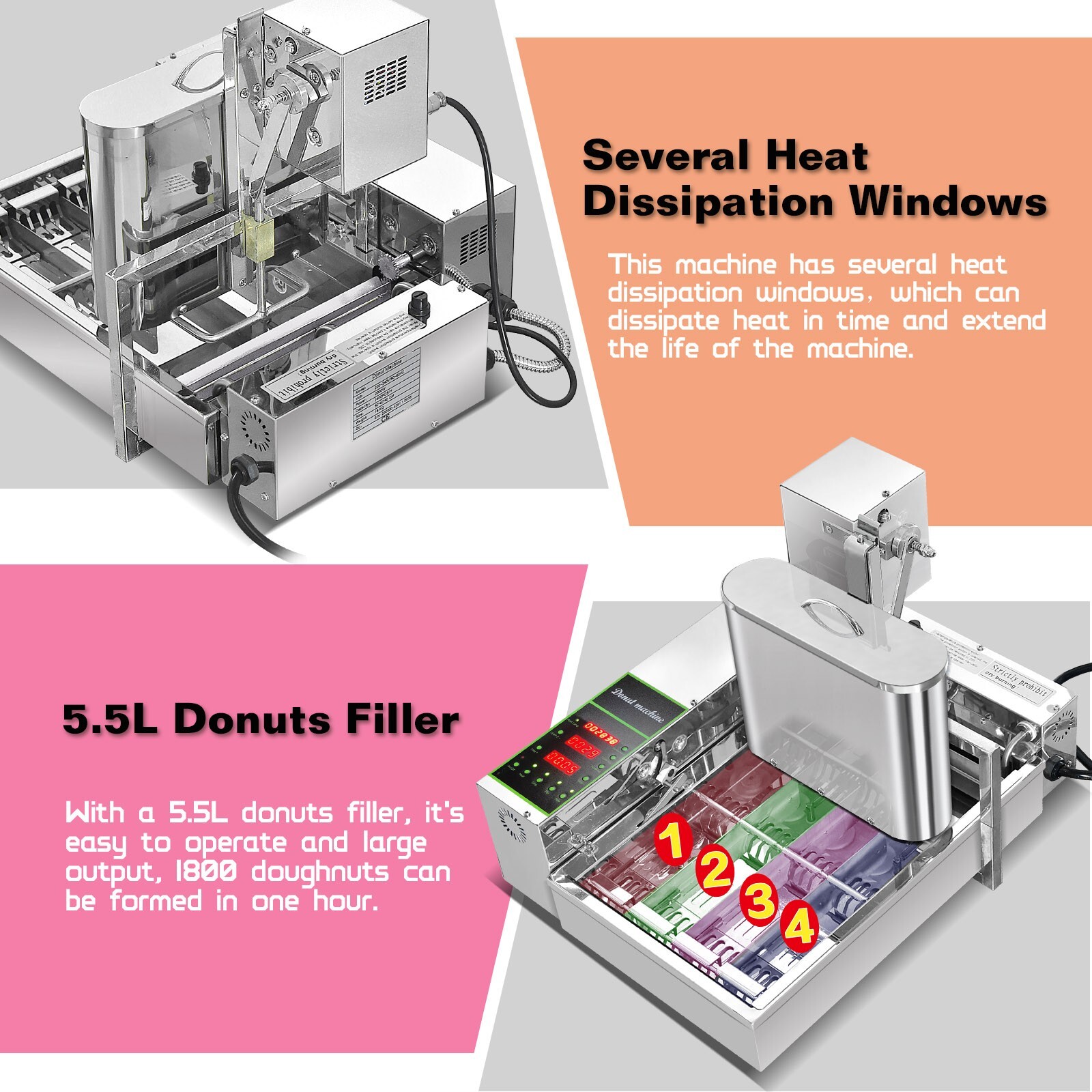 Kolice 90% New 4 Rows Production Donuts Frying machine, Mini Doughnut Maker