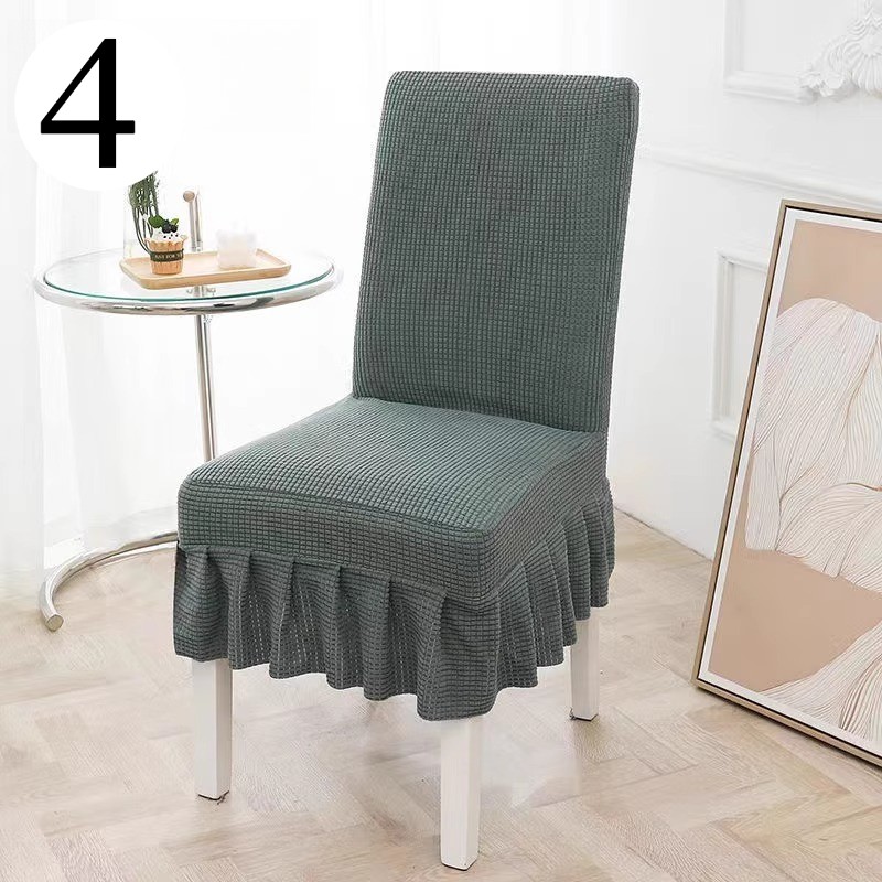 4pcs Universal Elastic Chair Cover One-Piece Chair Seatback Cover Pleated Trim