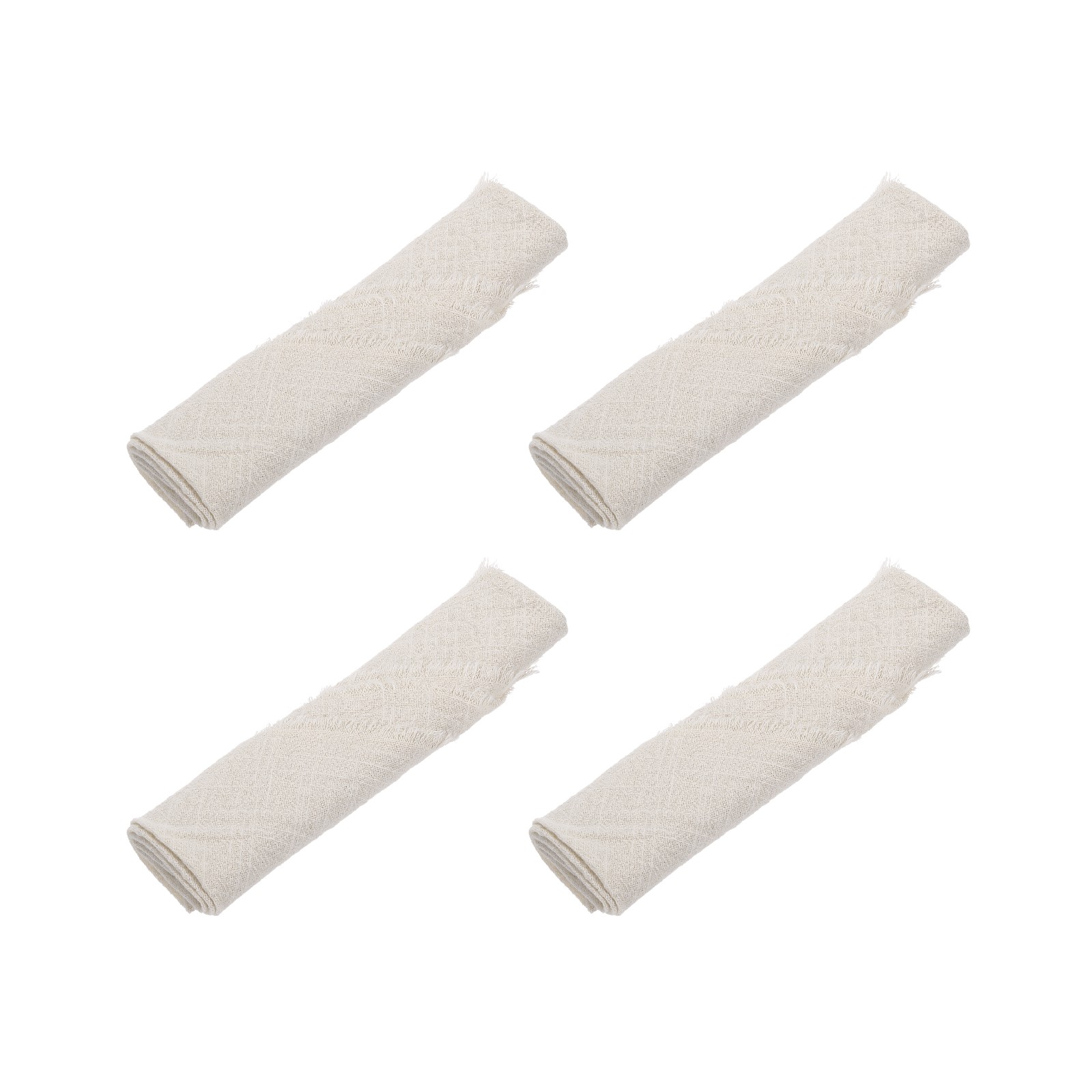 4pcs Cloth Napkins 16.5×16.5 Inches Cotton Linen Napkins with Fringe Beige