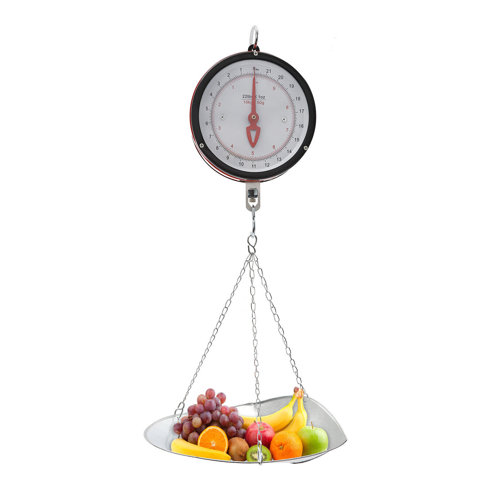 10kg/22lbs Double-sided Supermarkets Dial Hanging Scale Circular Hanging Scale