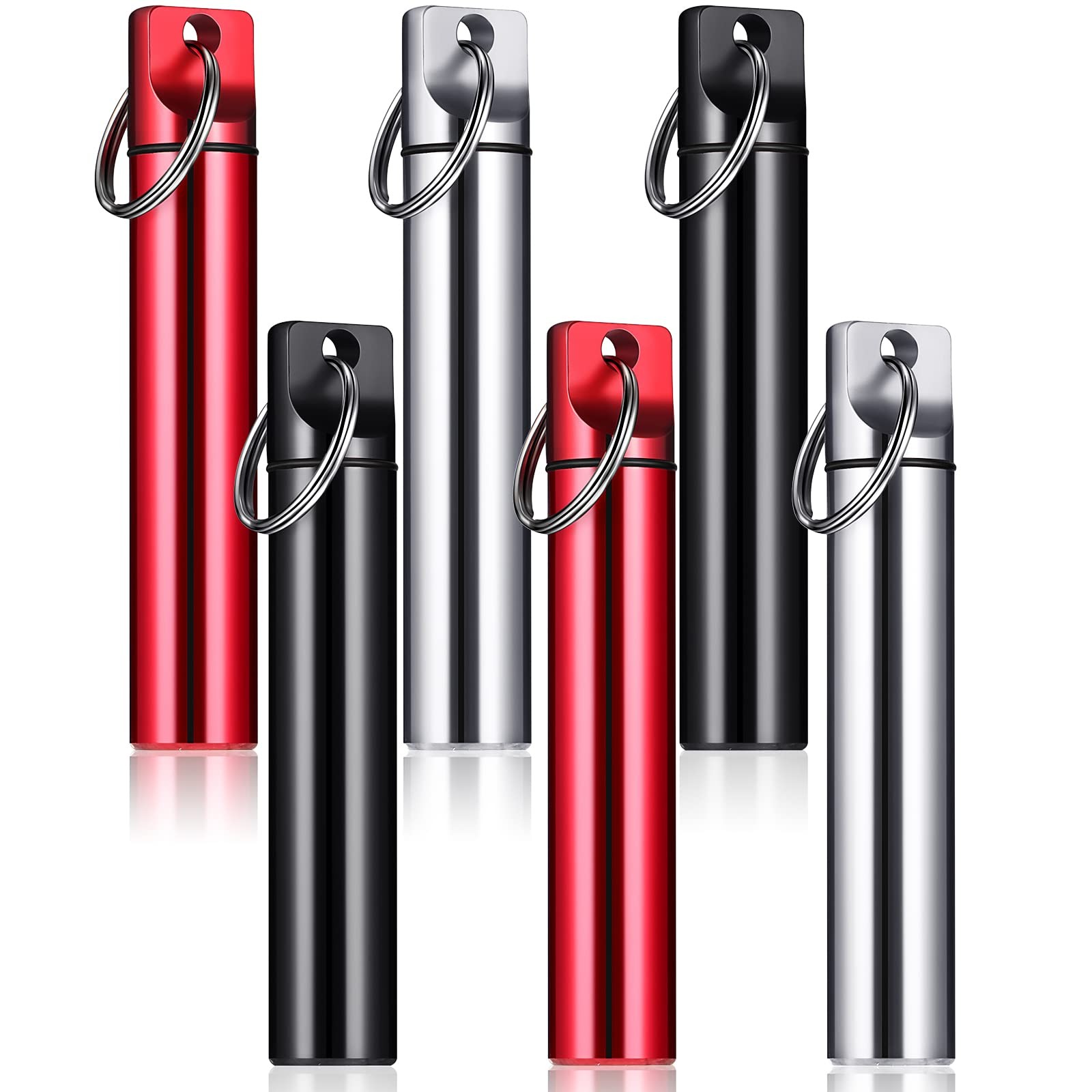 Pelopy 6 Pcs Metal Portable Toothpick Holder [‘silver’, ‘black’, ‘red’]
