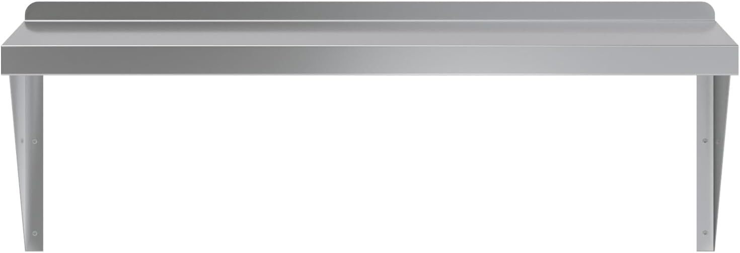 Heavy-Duty Stainless Steel Wall Shelf – Square Edge Metal Kitchen Shelving