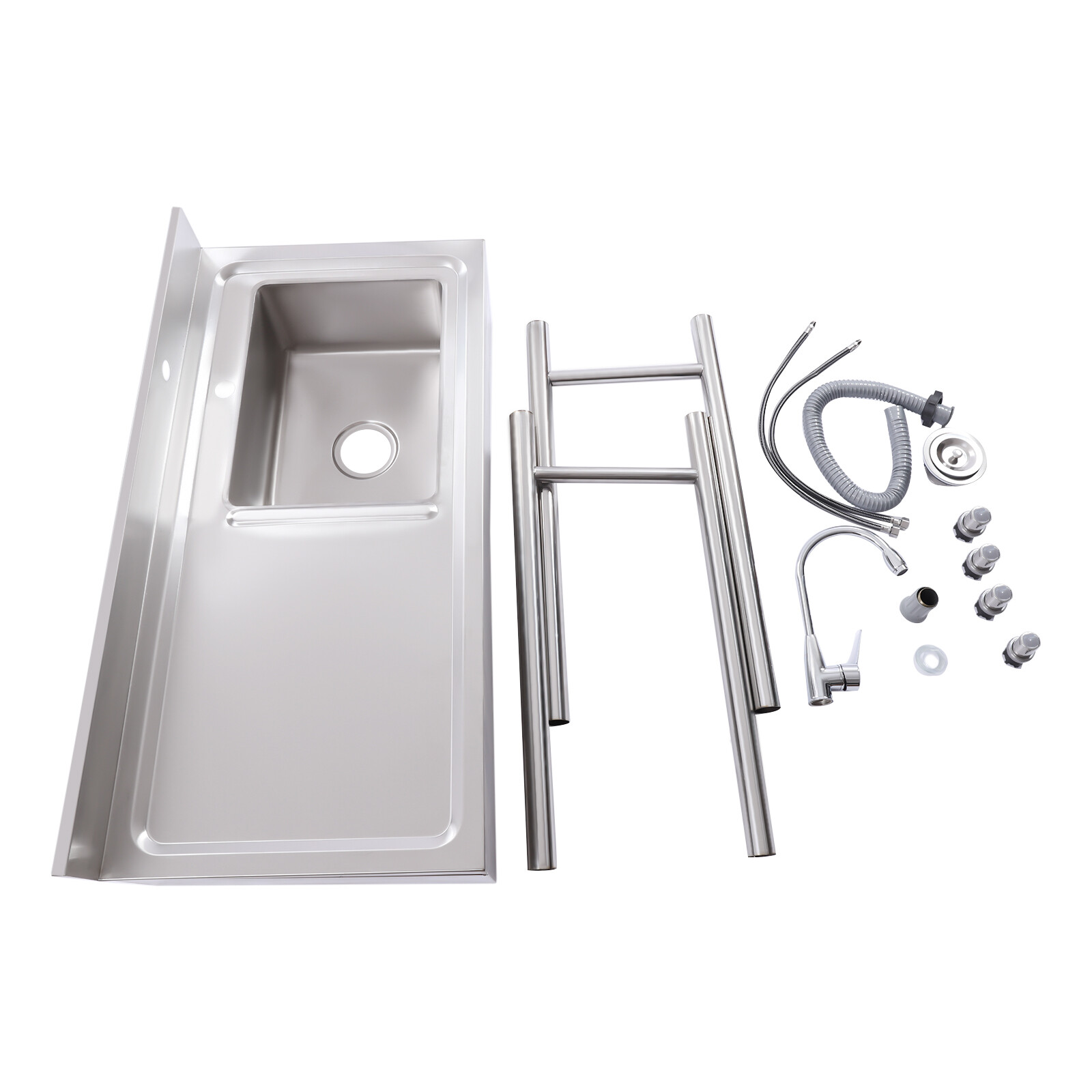 Stainless Steel Utility Sink Single Bowl Free Standing Kitchen Sink Farmhouse